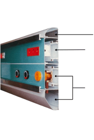 HTM-compliant medical trunking with gas pipeline and electrical wiring.