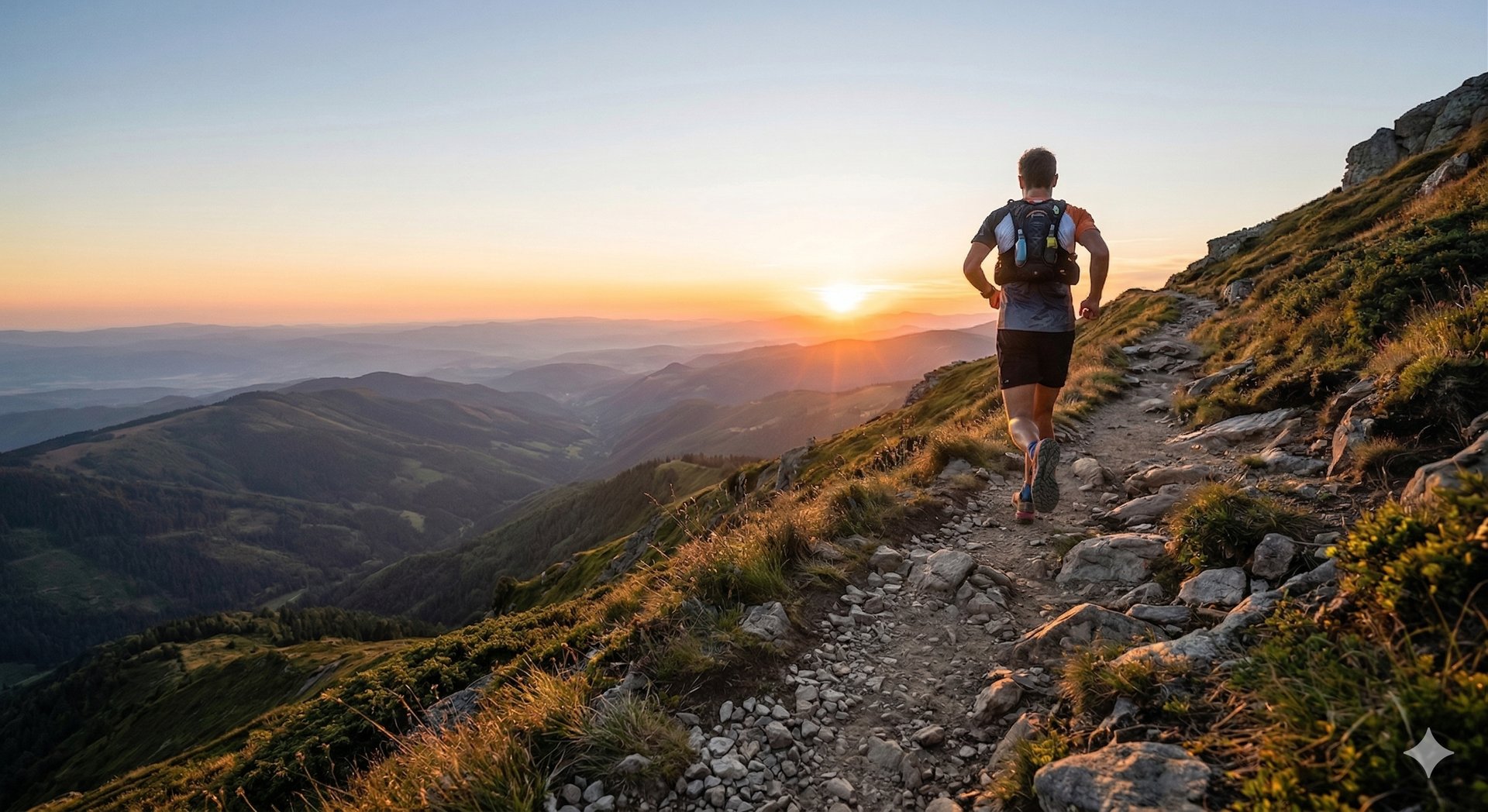 man running on the mountain