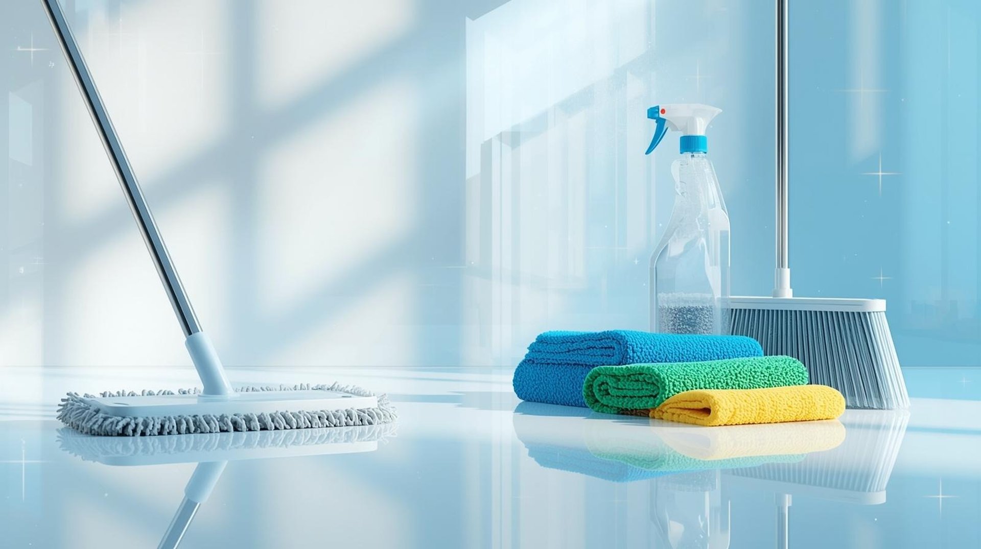 Nettoyage professionnel au Luxembourg : serpillière, balai et produits pour sols impeccables.