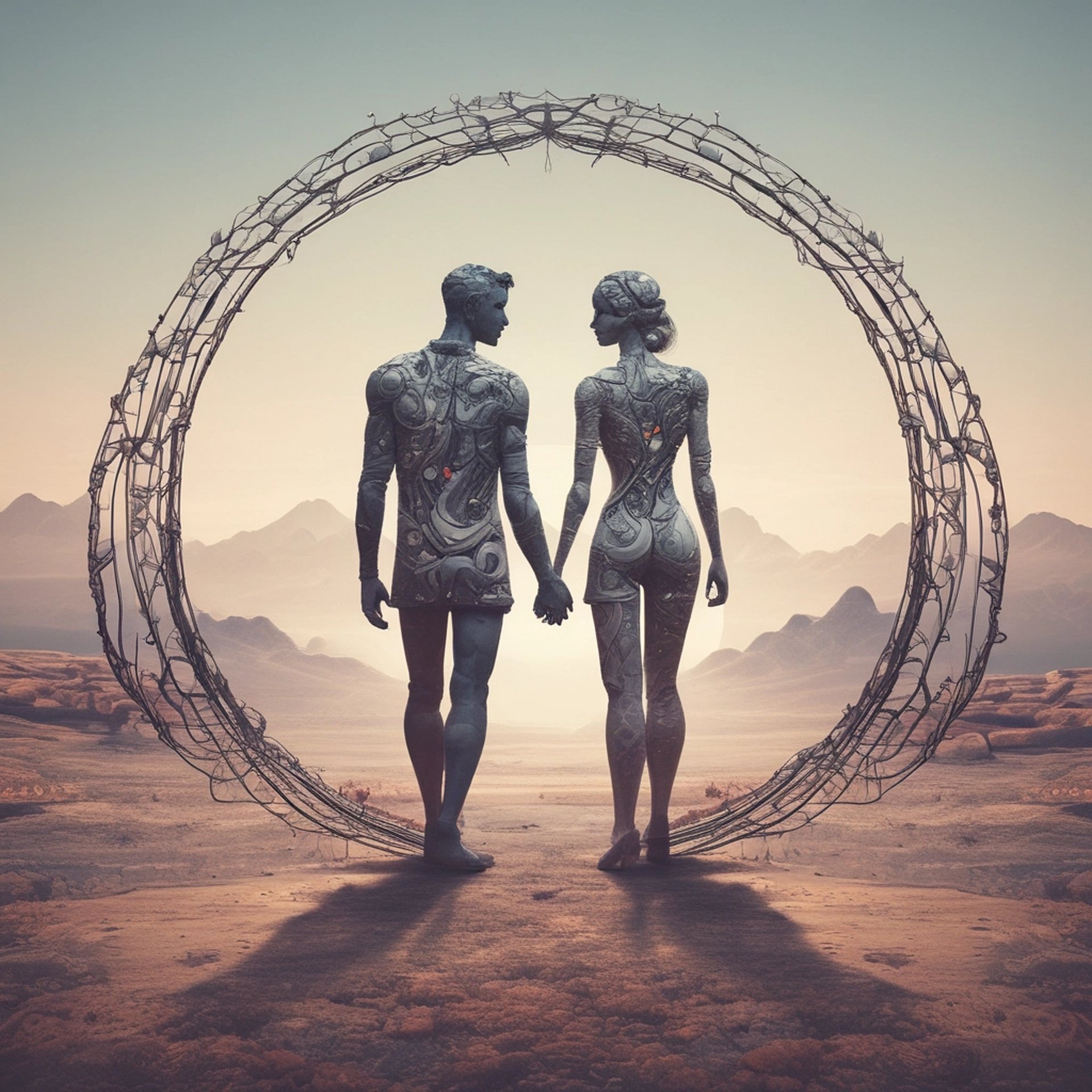 an abstract photo of a curved building with a blue sky in the background