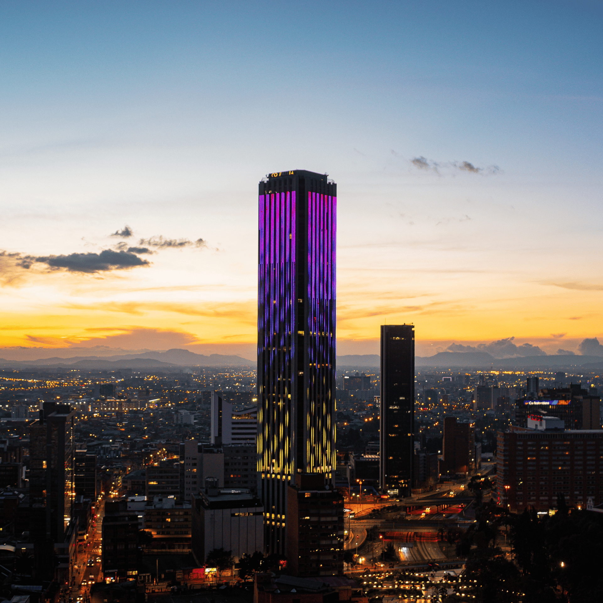 top view of cityscape and mountain