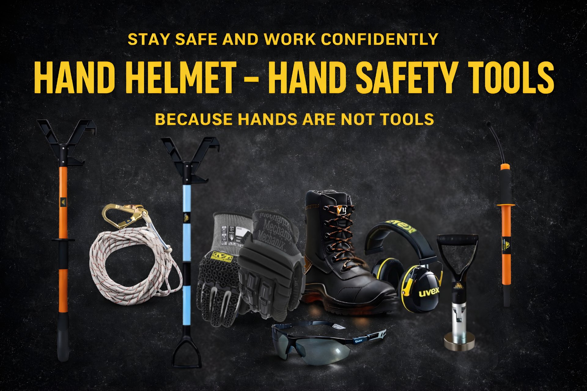 Hand helmet hands free safey tools