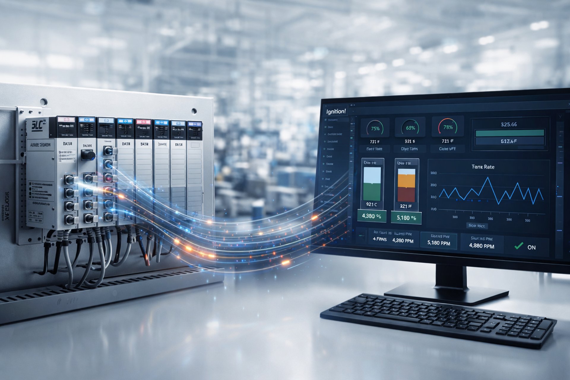 a blue background with lines and dots