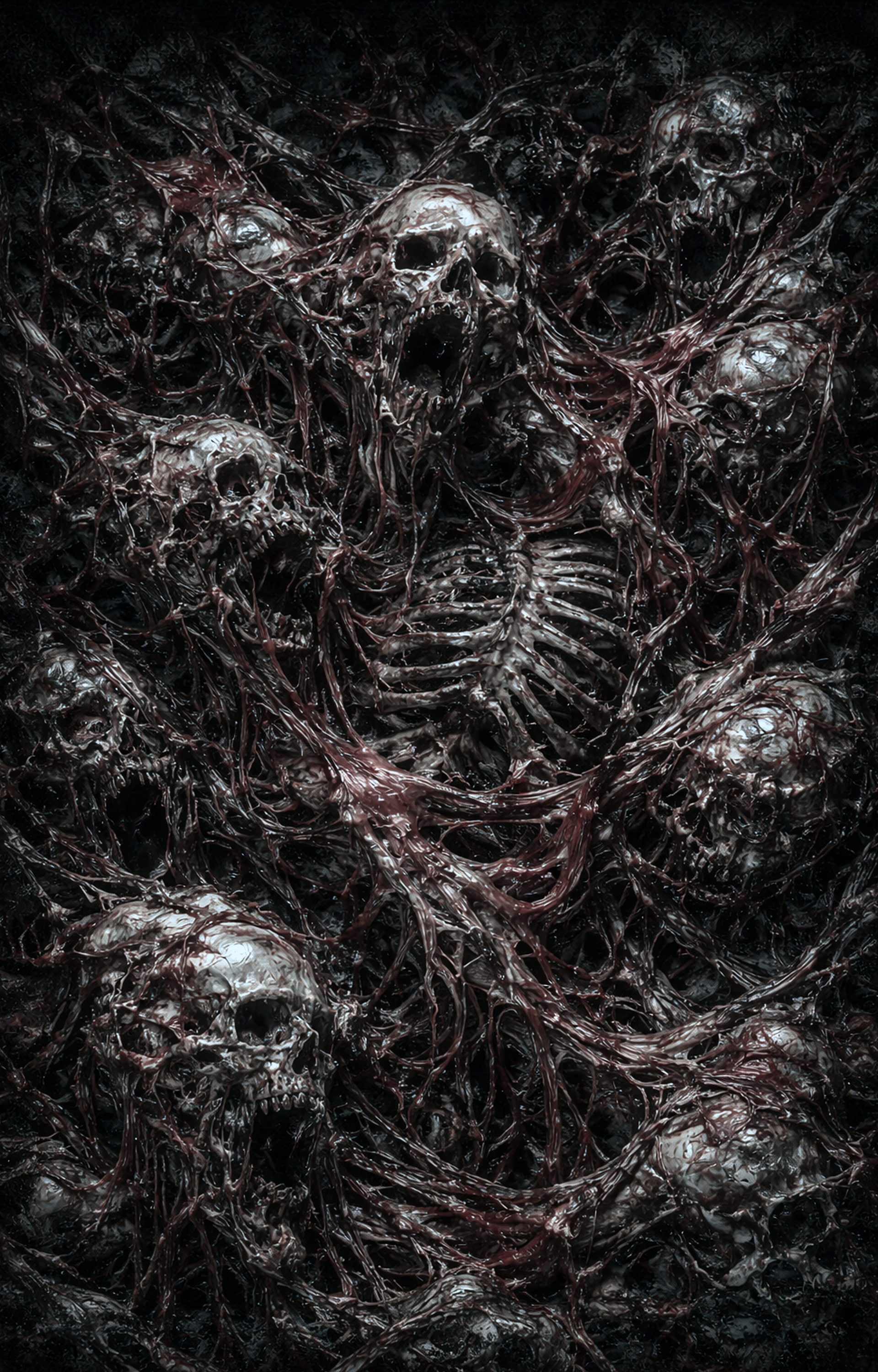 a human skull is shown in the dark