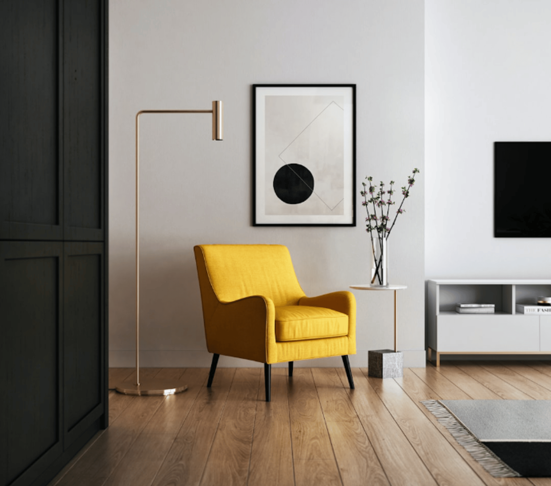 A room with a lot of white furniture in it