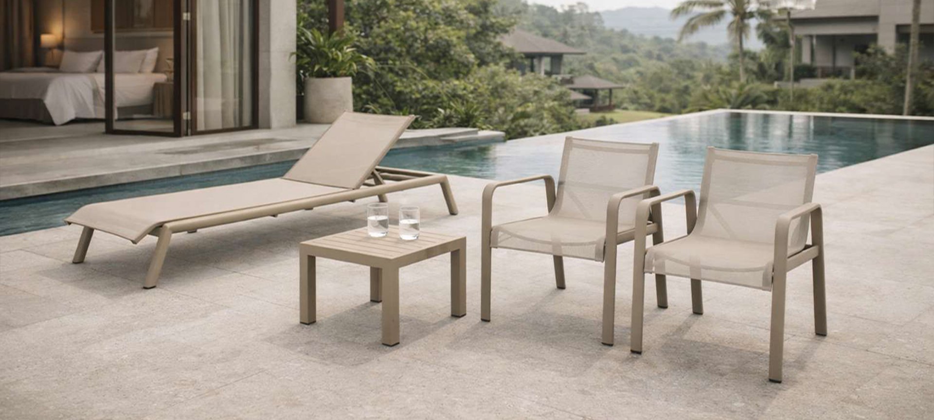 an abstract photo of a curved building with a blue sky in the background