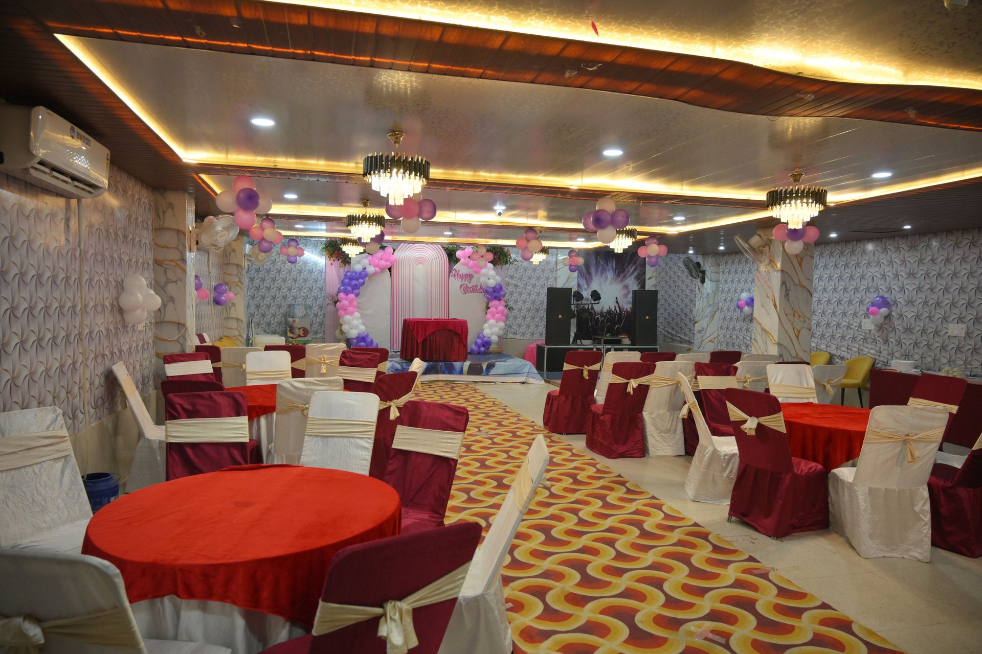 three clear glass chandeliers