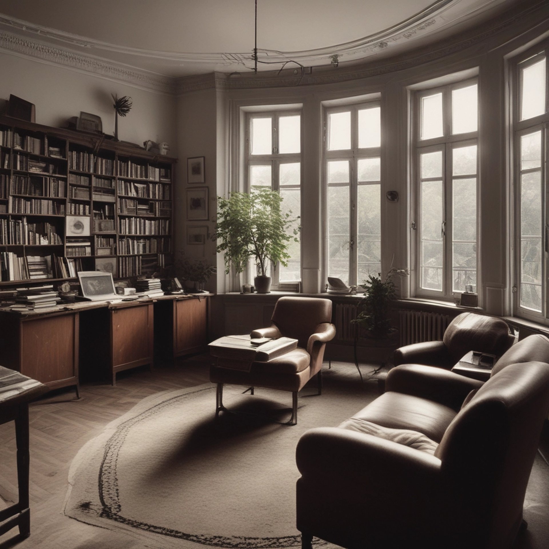 black and brown leather padded tub sofa