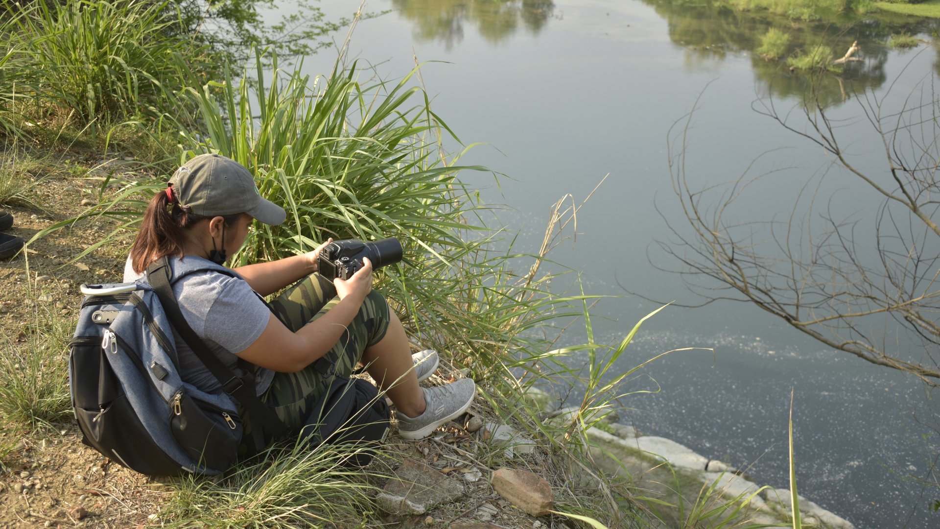 an abstract photo of a curved building with a blue sky in the background