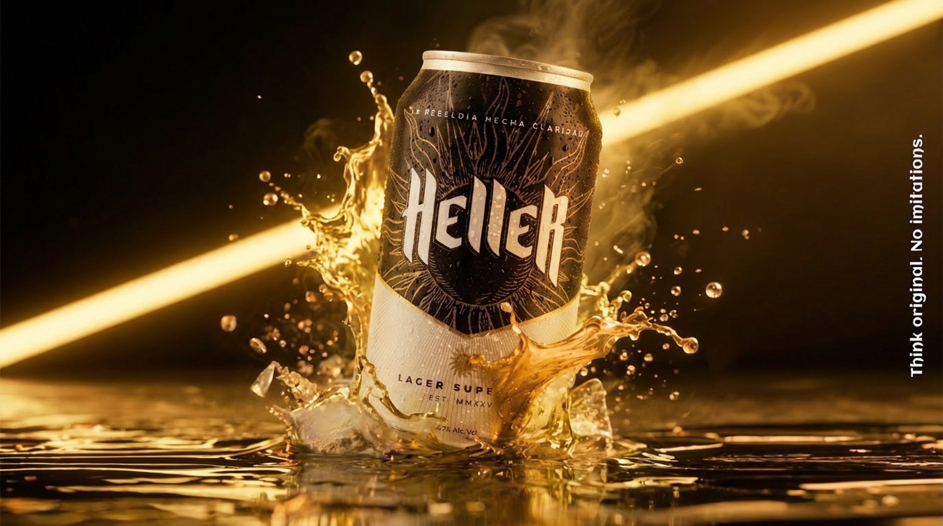 A man drinks beer while rock band plays.