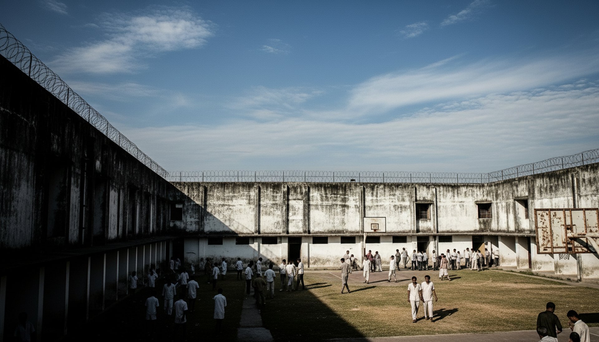 an abstract photo of a curved building with a blue sky in the background