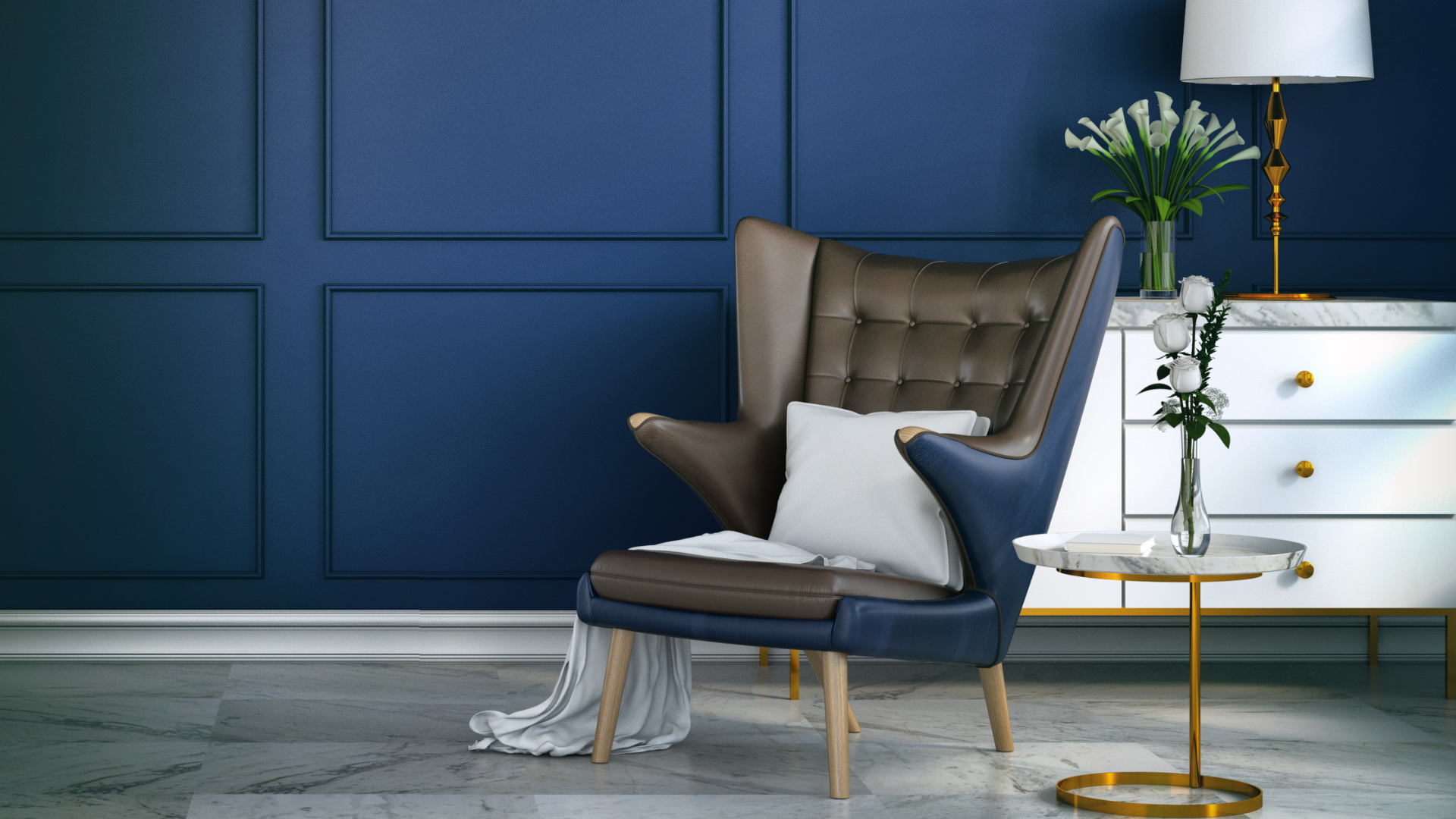 woman wearing grey striped dress shirt sitting down near brown wooden table in front of white laptop computer