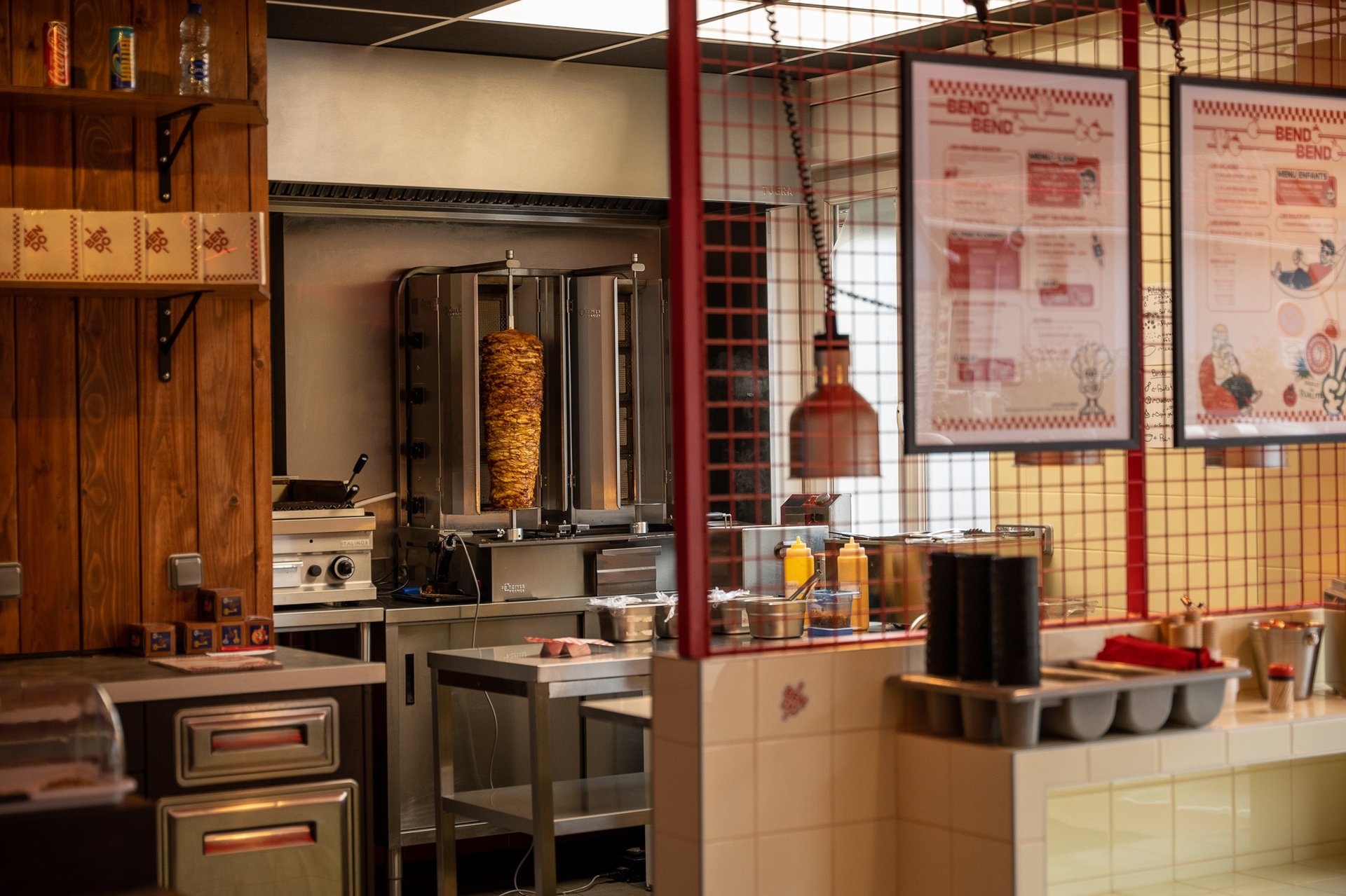 an abstract photo of a curved building with a blue sky in the background