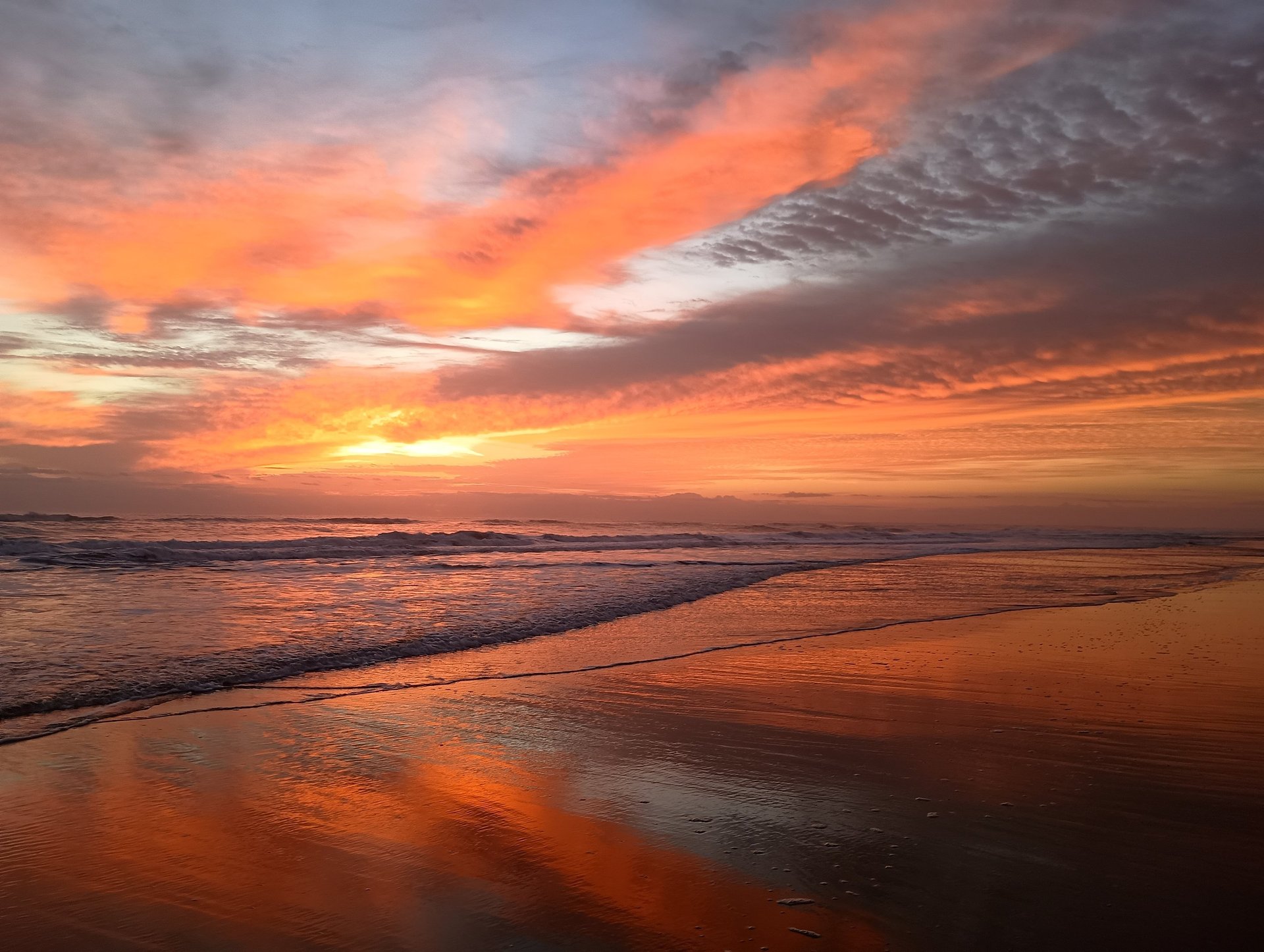 body of water during sunset
