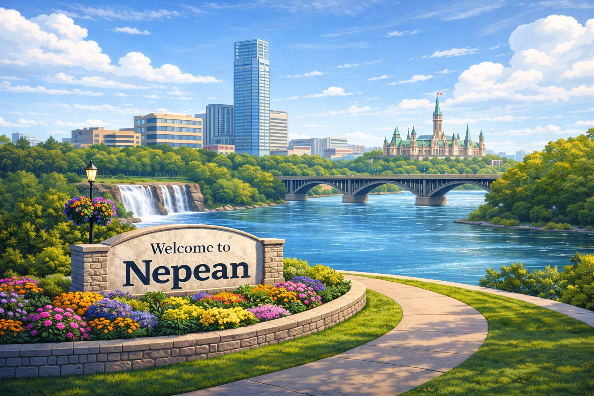 Nepean landmark background representing local delivery service area.