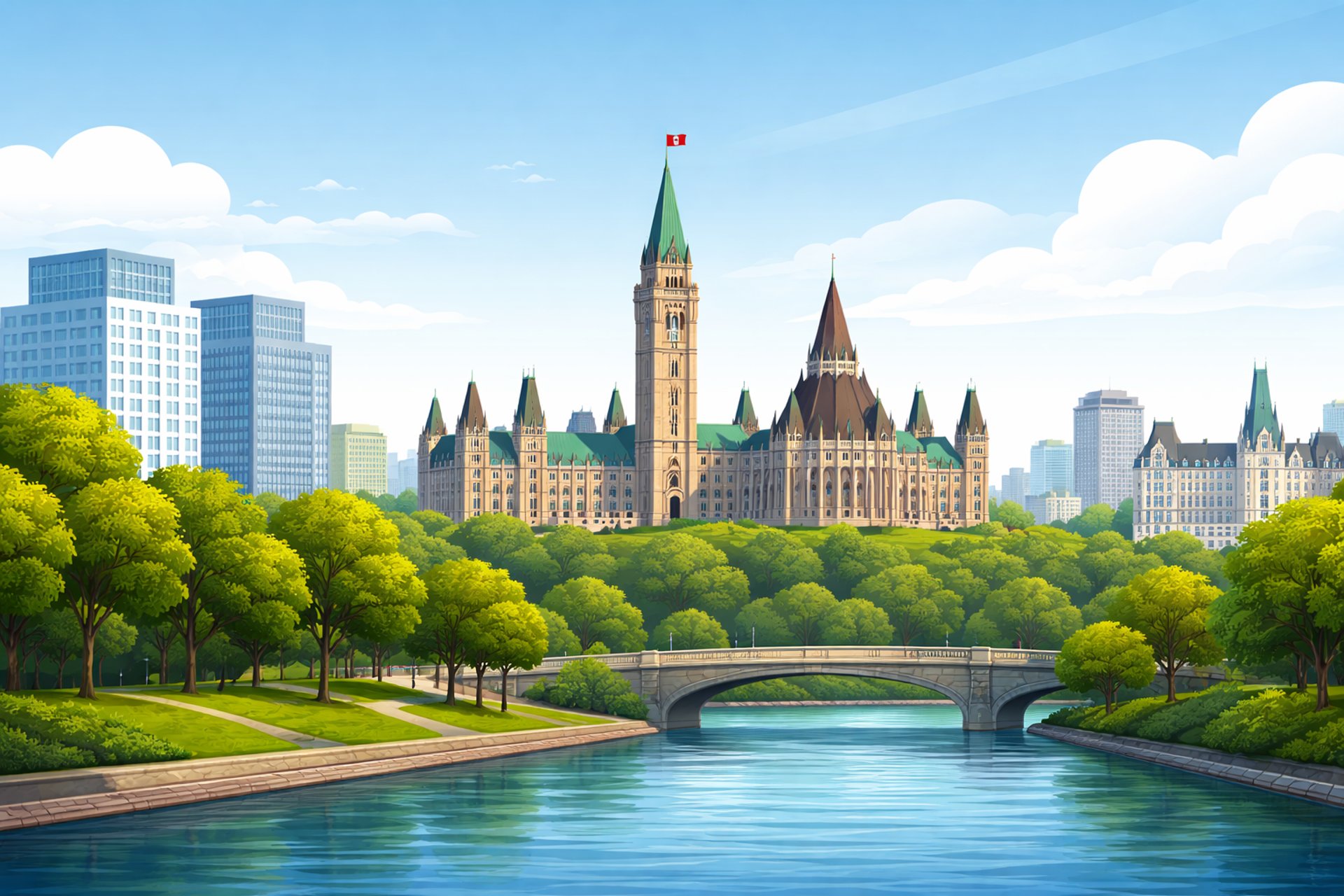 Ottawa Parliament skyline hero background for local delivery security supplies.