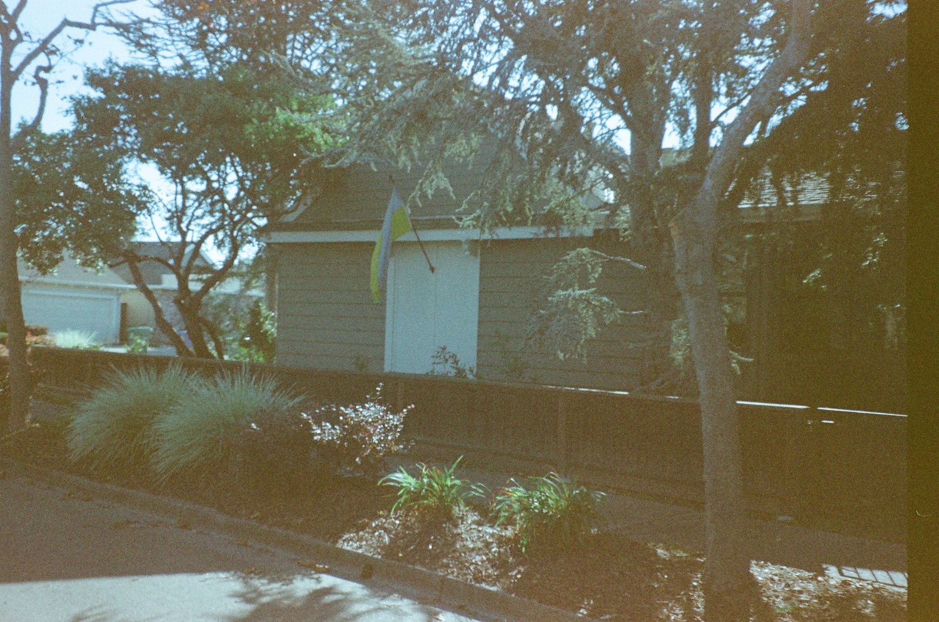 an abstract photo of a curved building with a blue sky in the background