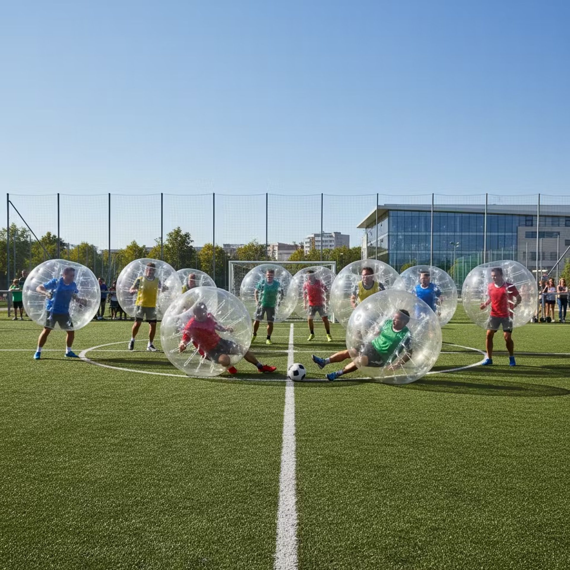 an abstract photo of a curved building with a blue sky in the background