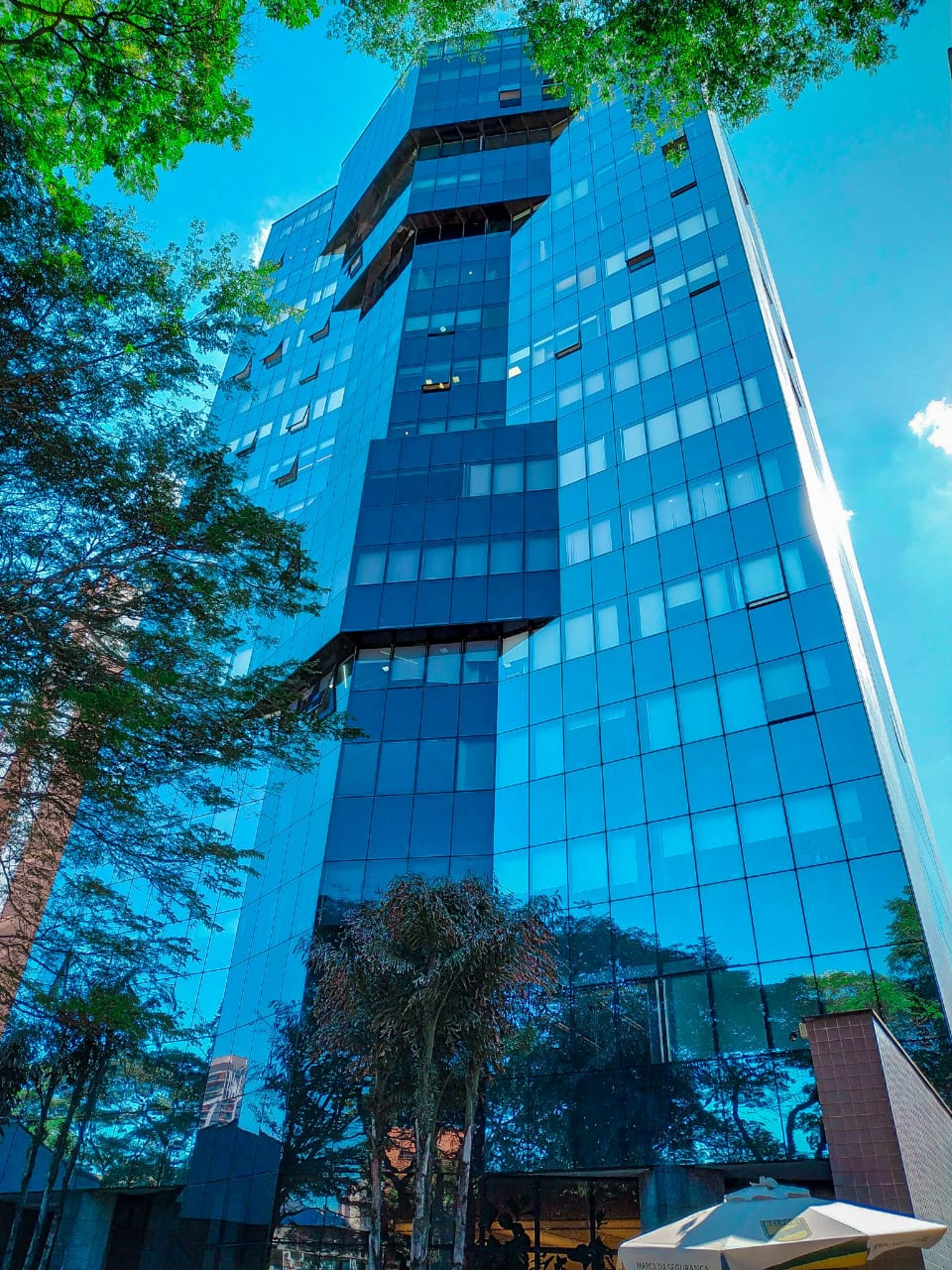 low angle photography curtain wall buildings