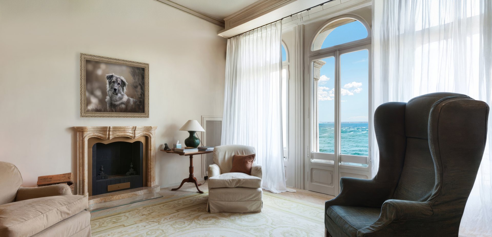 an abstract photo of a curved building with a blue sky in the background