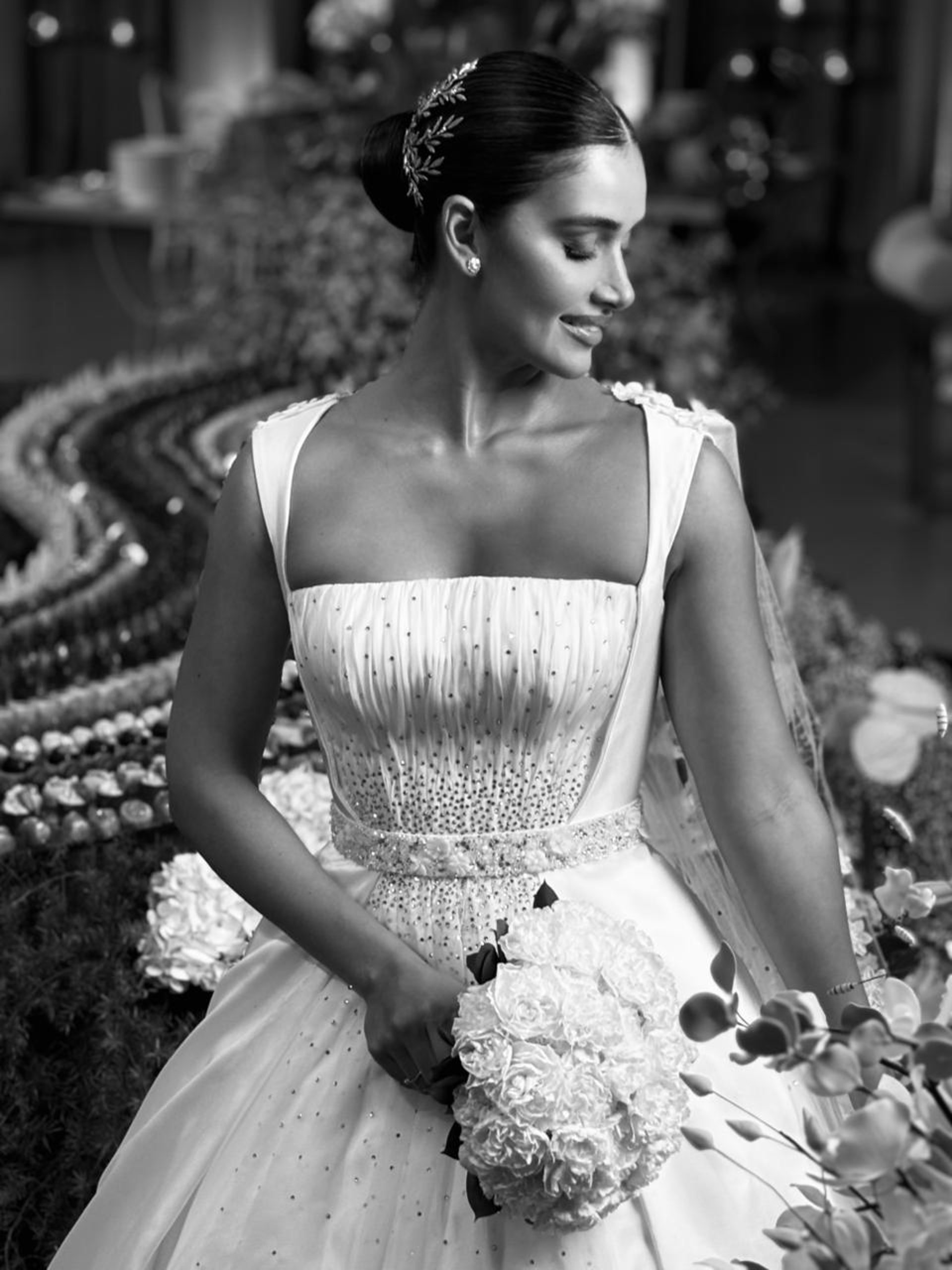an abstract photo of a curved building with a blue sky in the background
