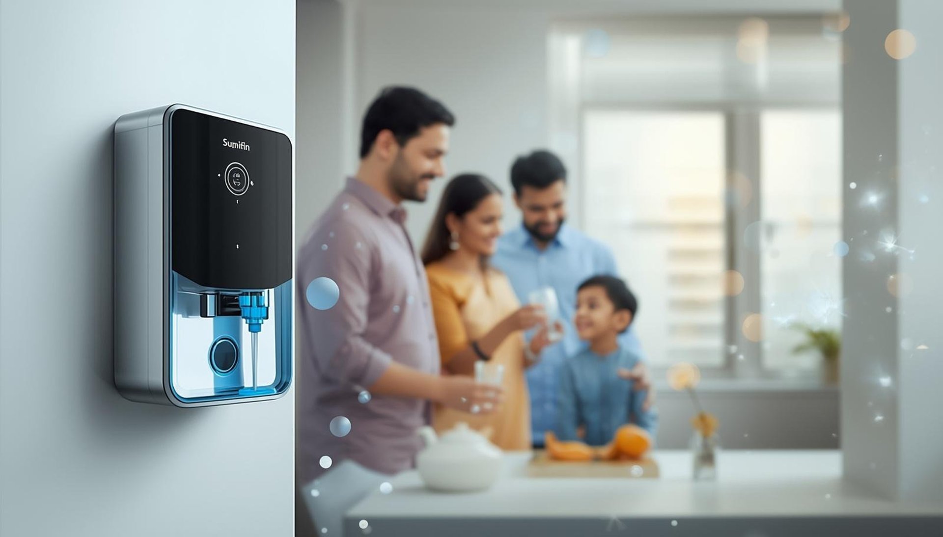 A blue background with water splashing on it