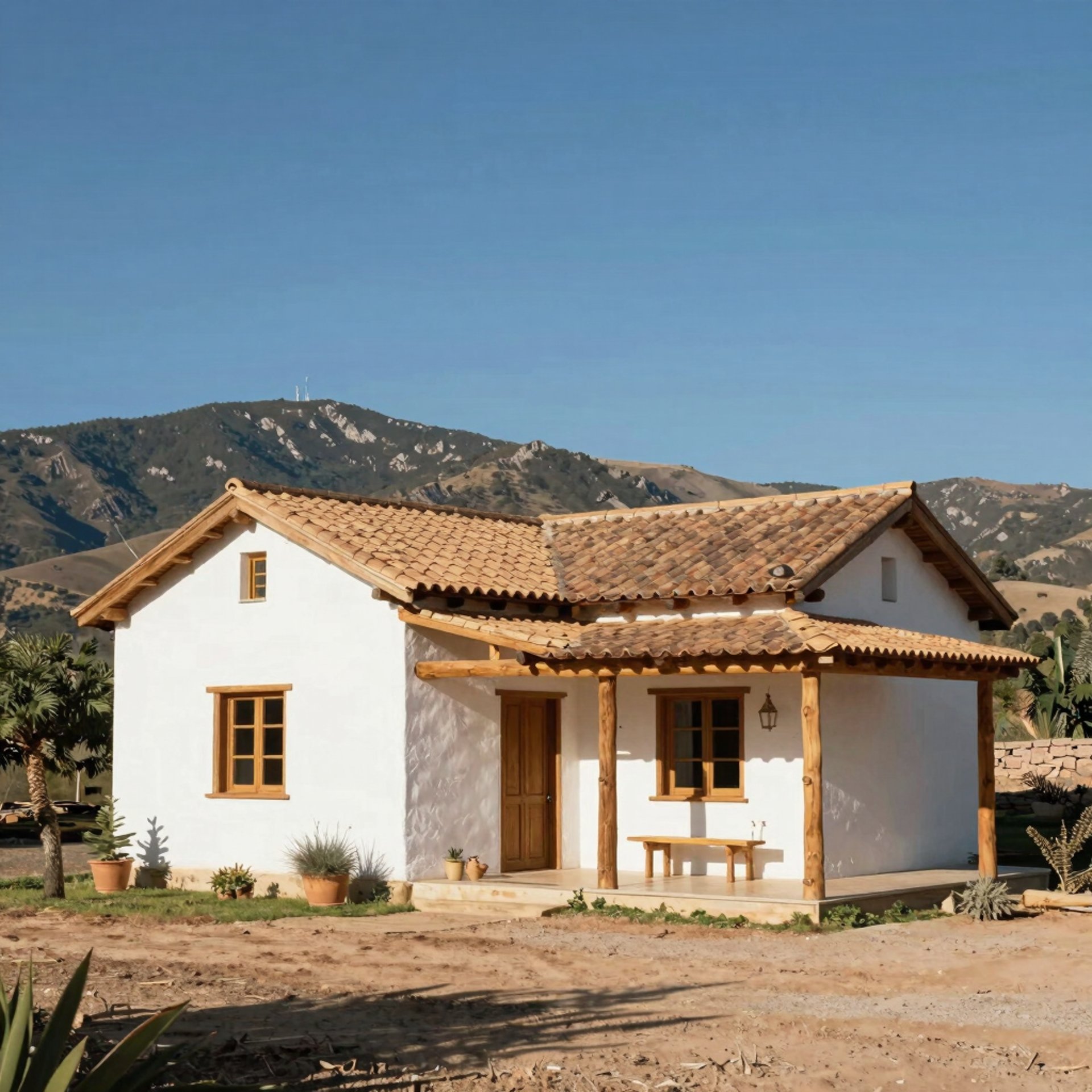 A house with a palm tree in front of it