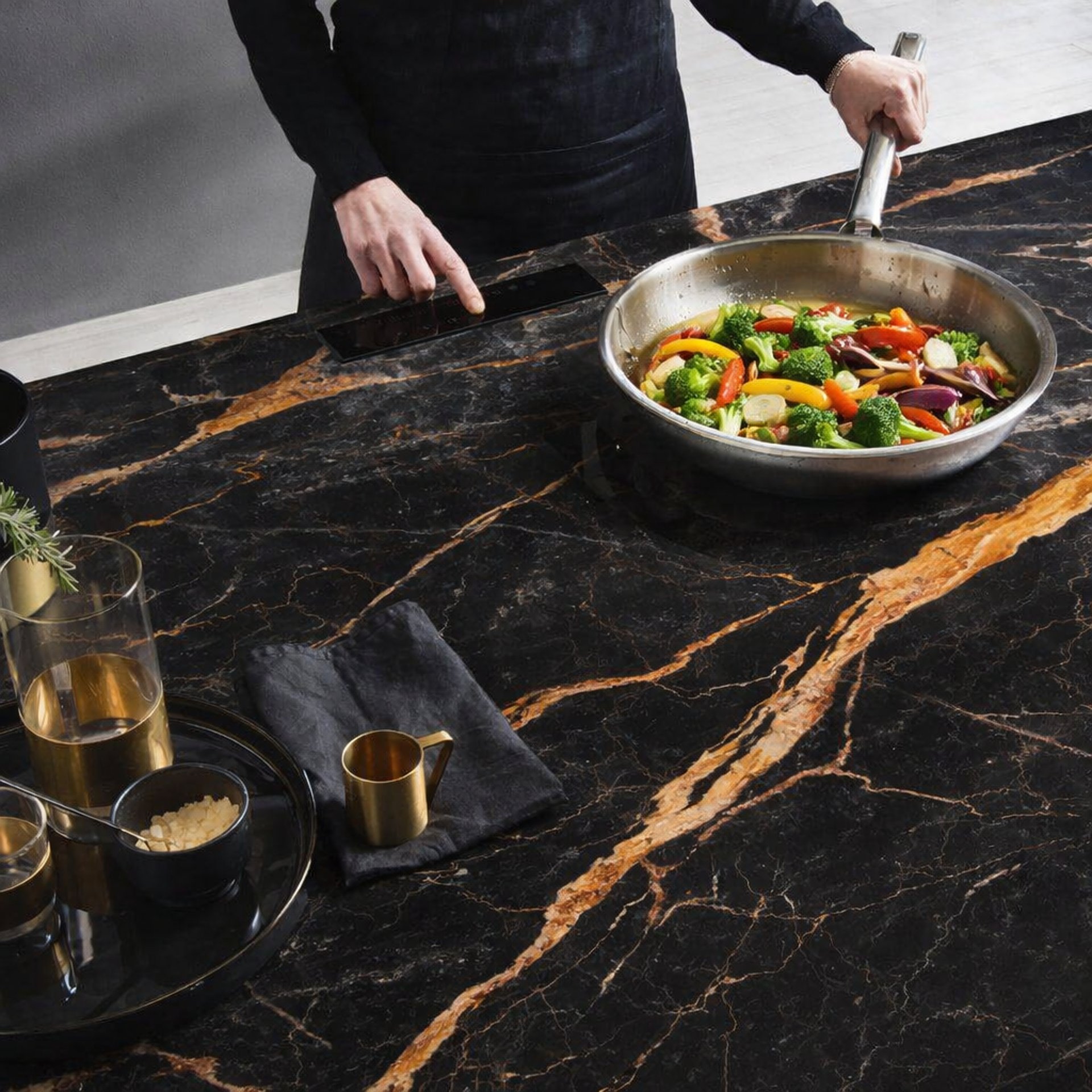 an abstract photo of a curved building with a blue sky in the background