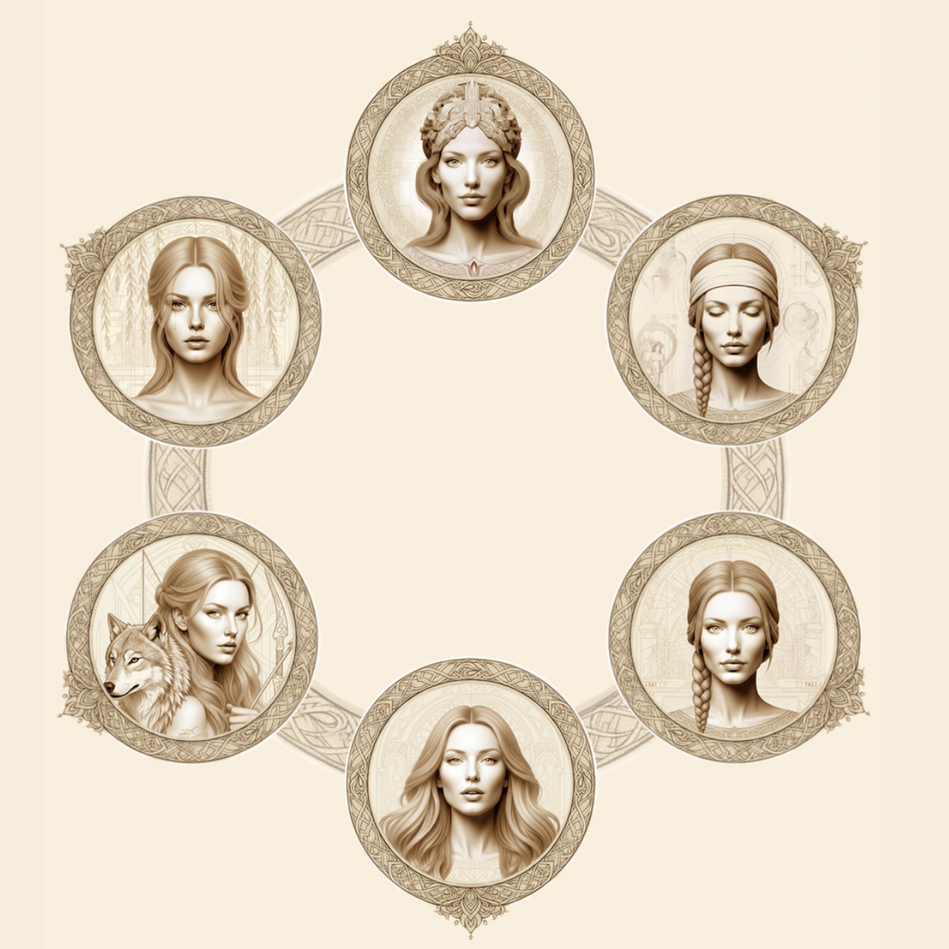 Architektura Kobiecej Przemiany - ilustracja archetypów i koła kobiecej mocy