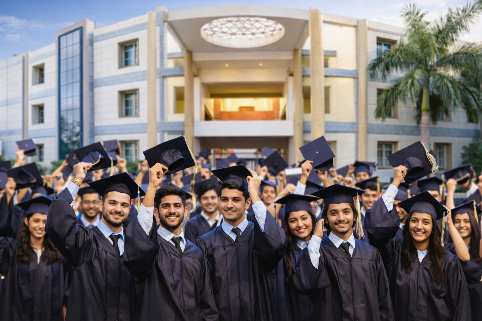 an abstract photo of a curved building with a blue sky in the background