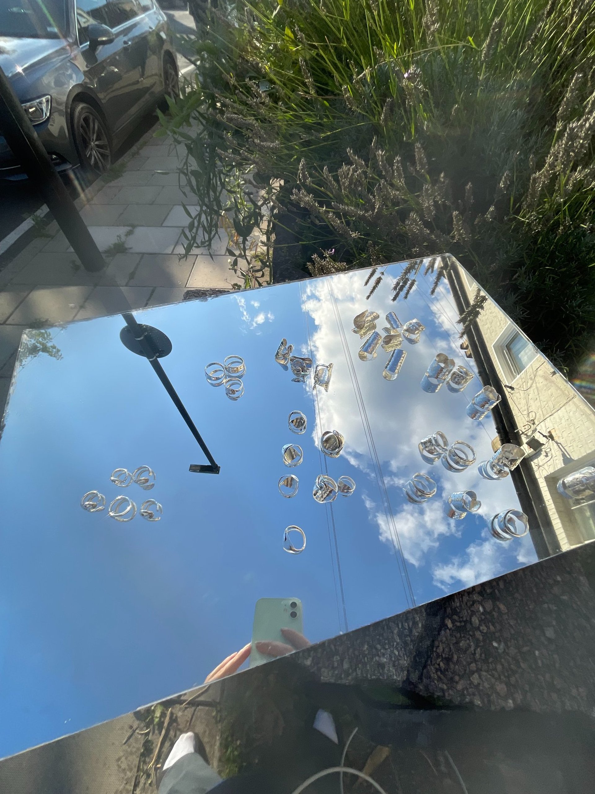 person wearing grey knit sweater