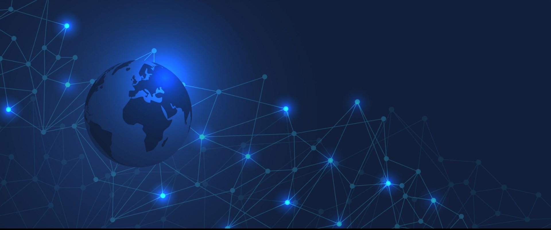 a blue background with lines and dots
