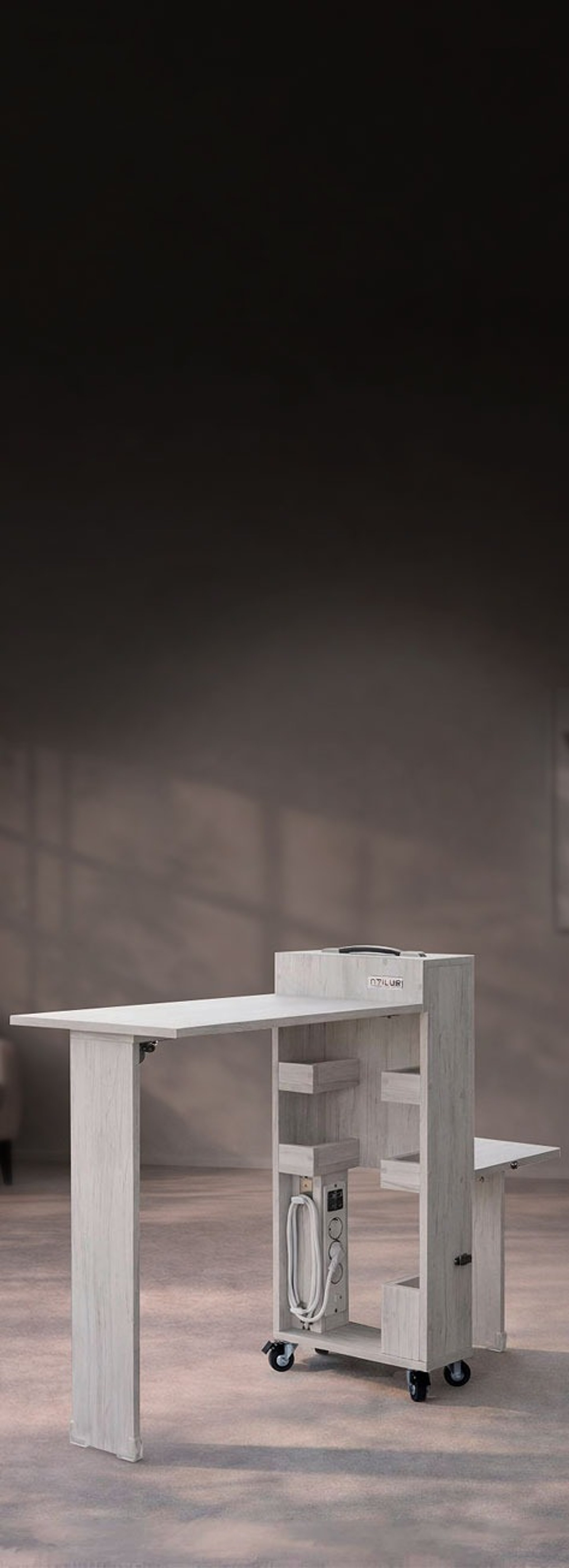 an abstract photo of a curved building with a blue sky in the background