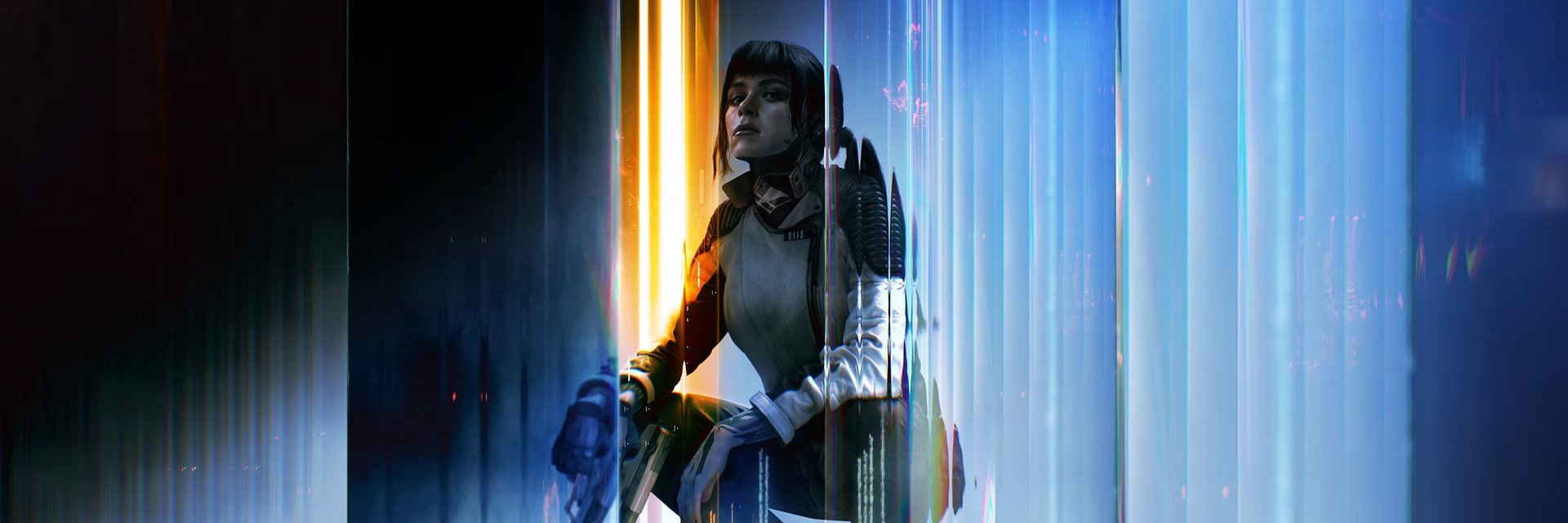 an abstract photo of a curved building with a blue sky in the background