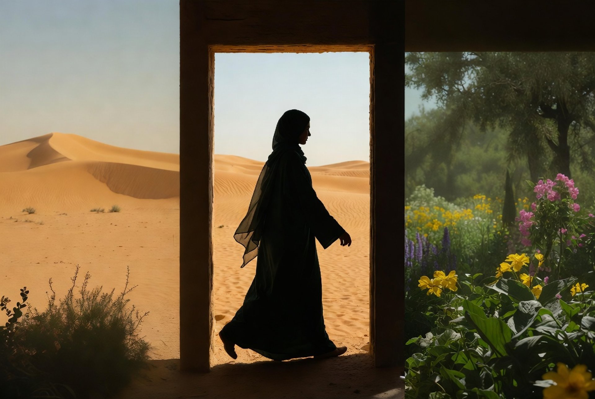 an abstract photo of a curved building with a blue sky in the background