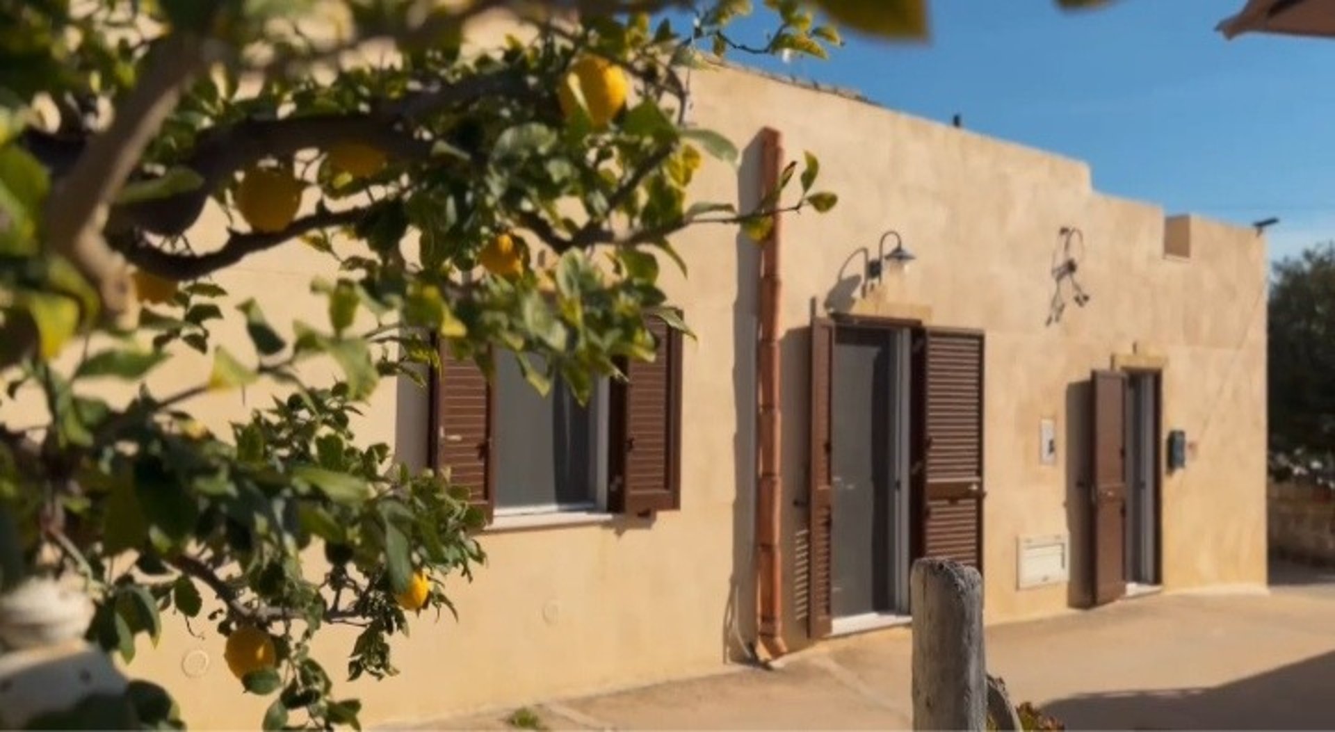 an abstract photo of a curved building with a blue sky in the background
