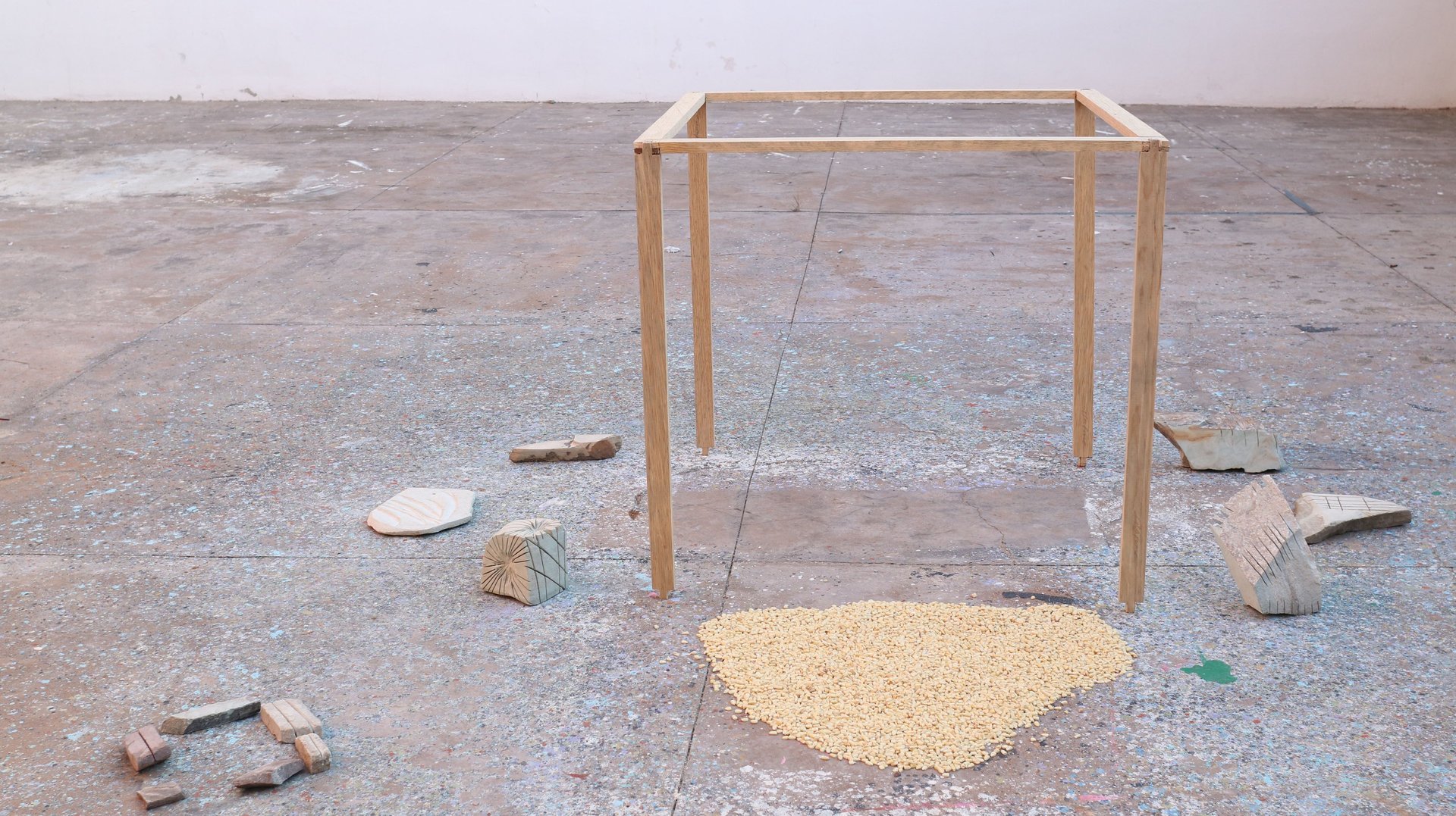 an abstract photo of a curved building with a blue sky in the background