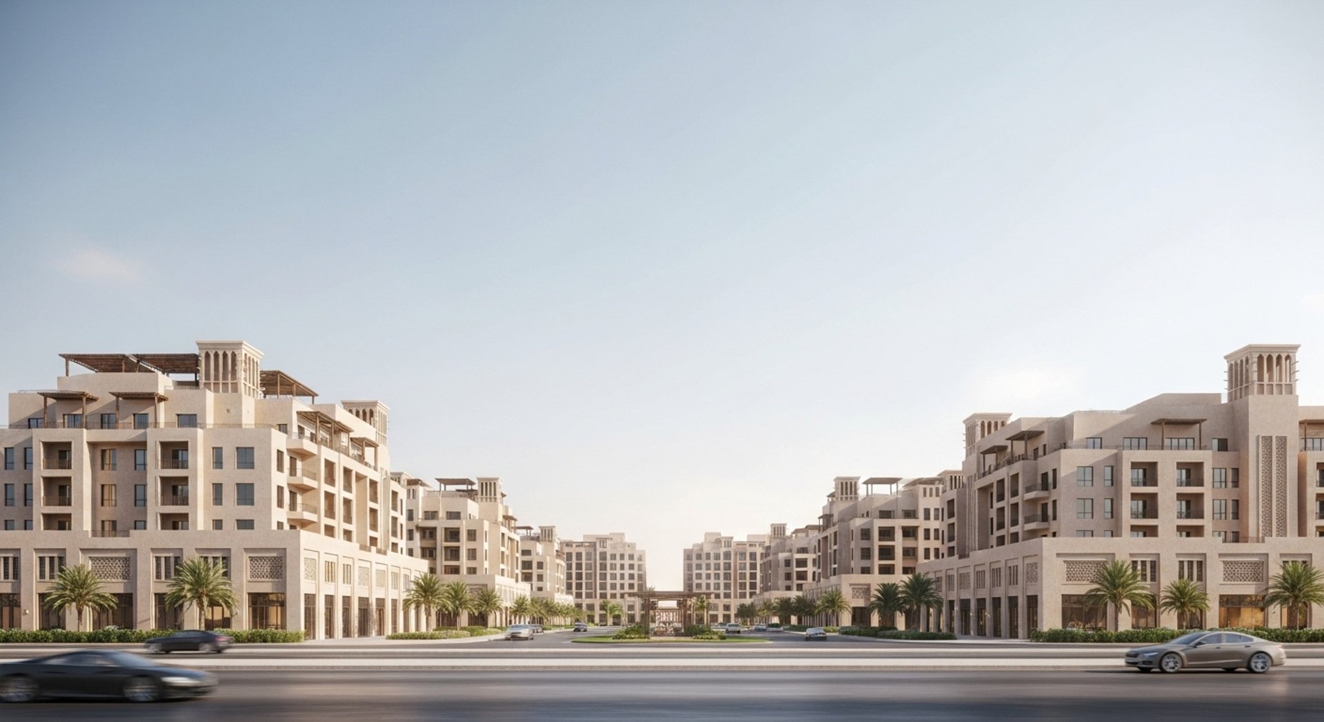 an abstract photo of a curved building with a blue sky in the background