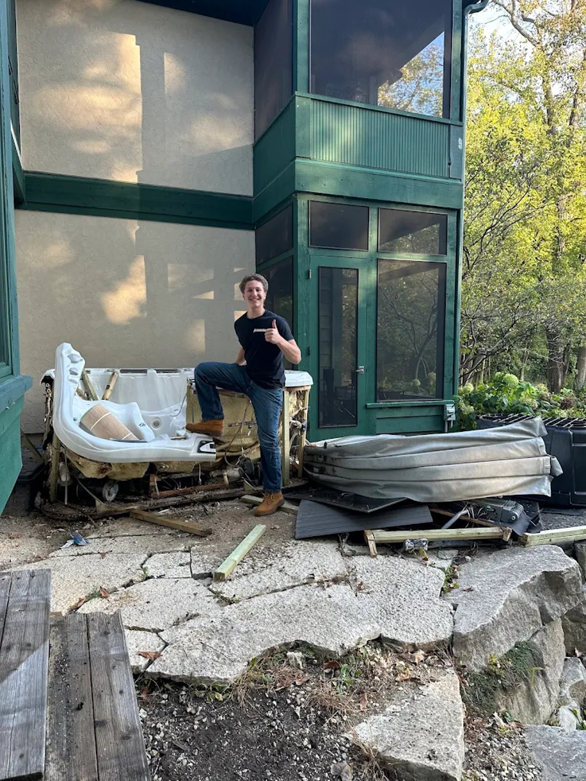 an abstract photo of a curved building with a blue sky in the background