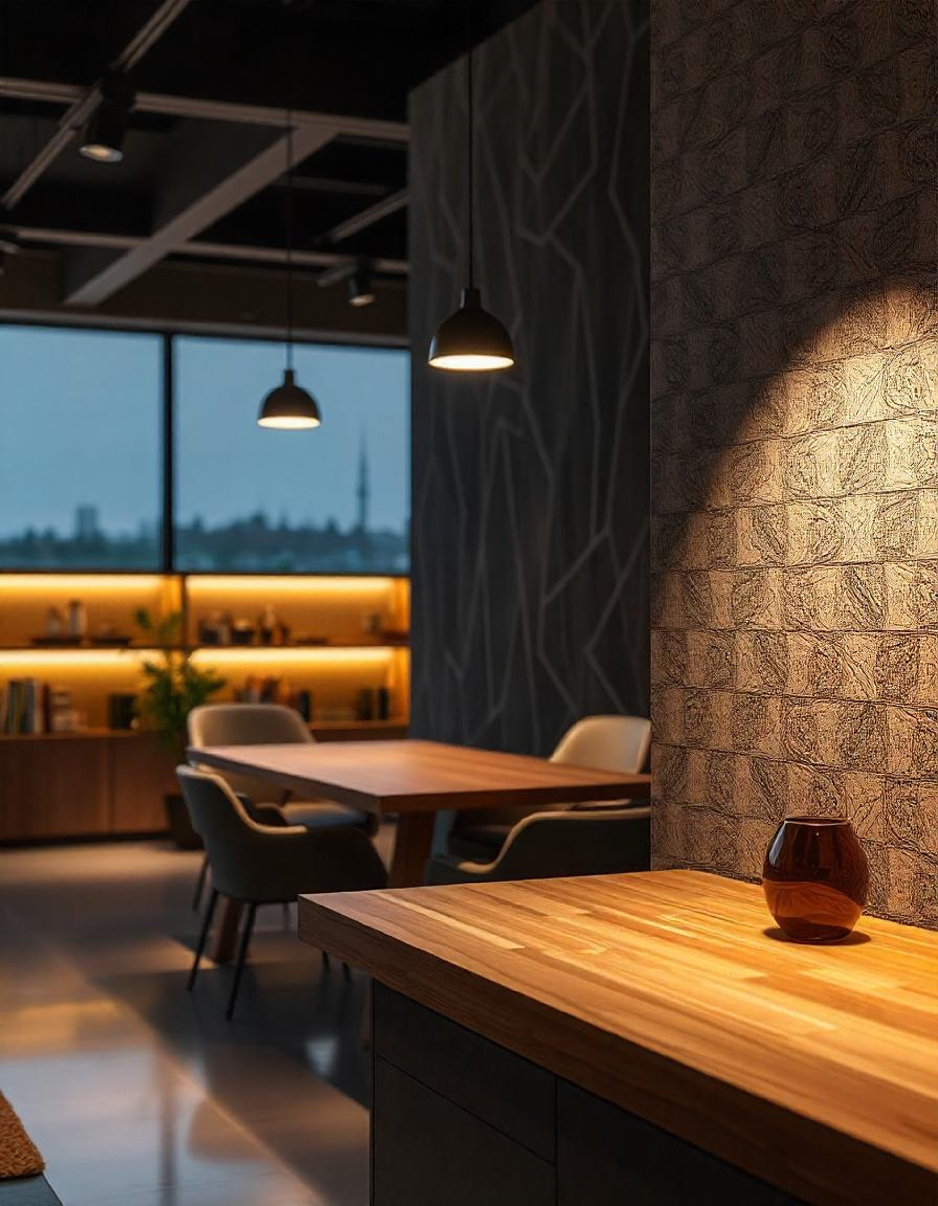 an abstract photo of a curved building with a blue sky in the background