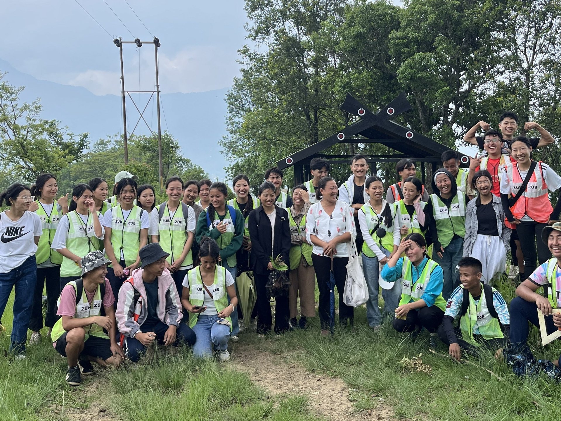 an abstract photo of a curved building with a blue sky in the background