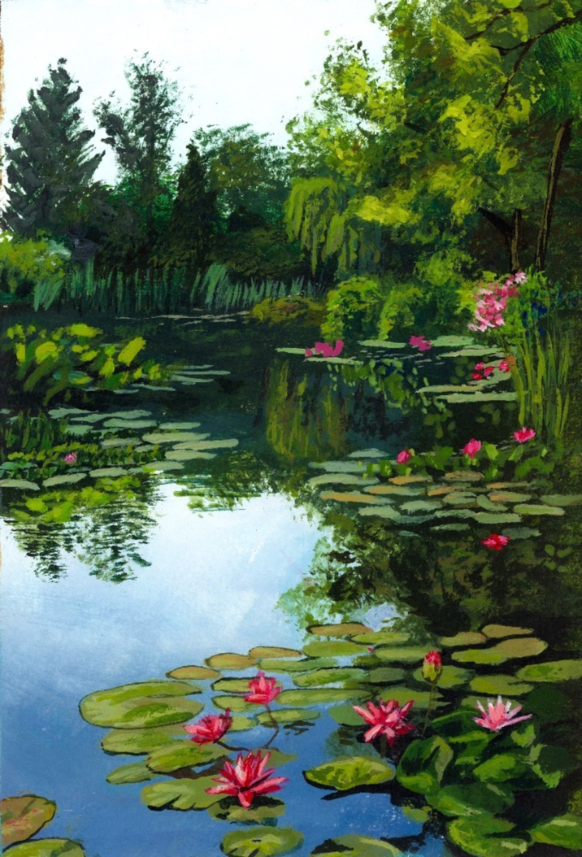 a painting of a large body of water