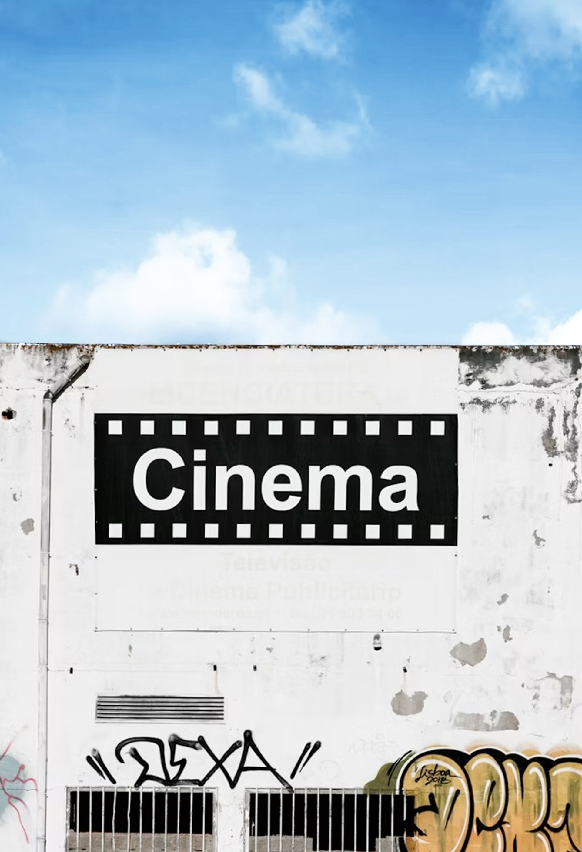 black and white Cinema graffiti