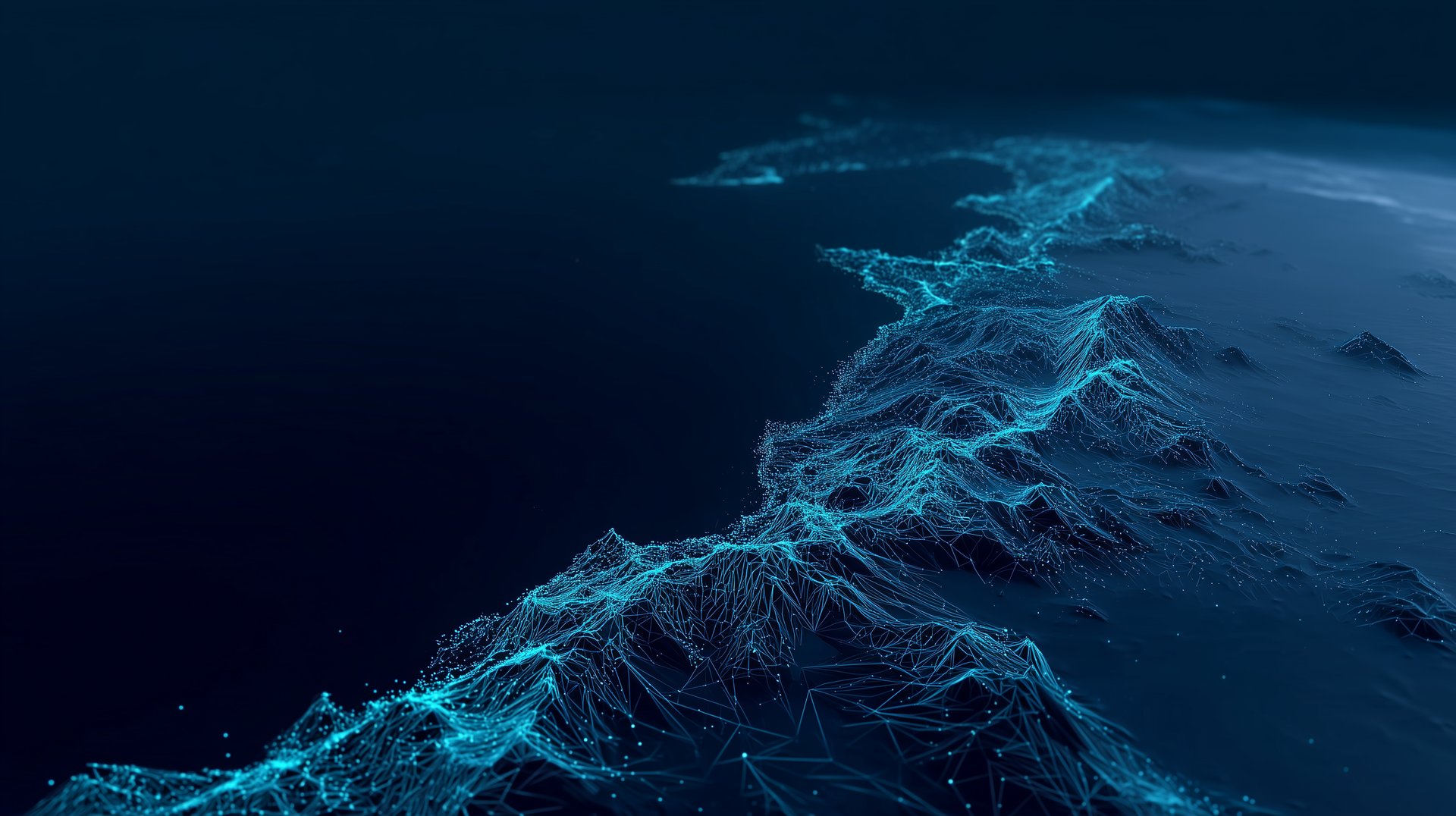 Abstract dark blue digital data network waves background for artificial intelligence branding