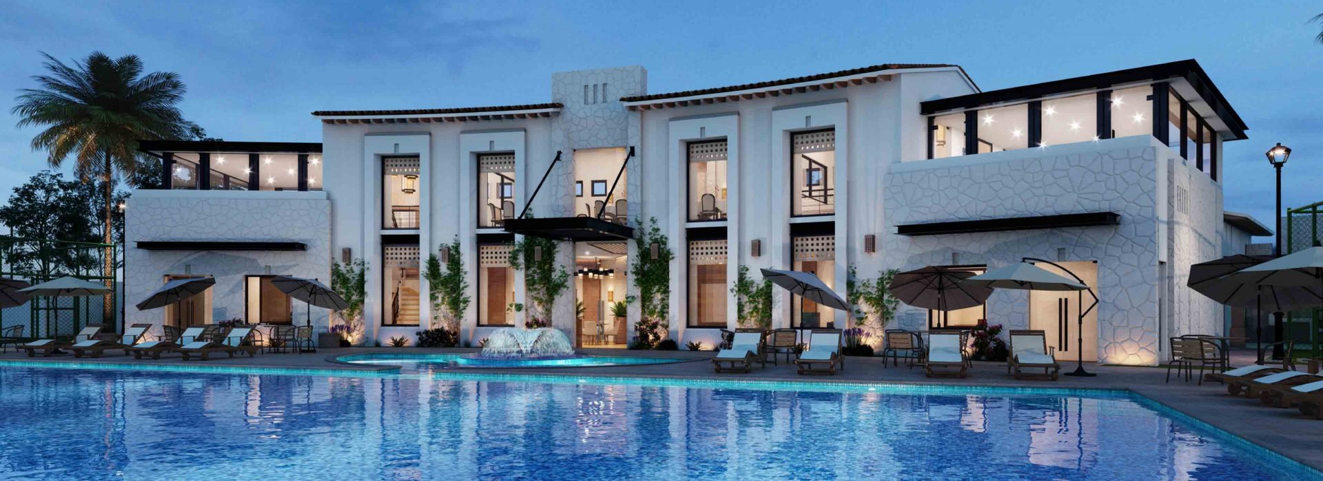 an abstract photo of a curved building with a blue sky in the background