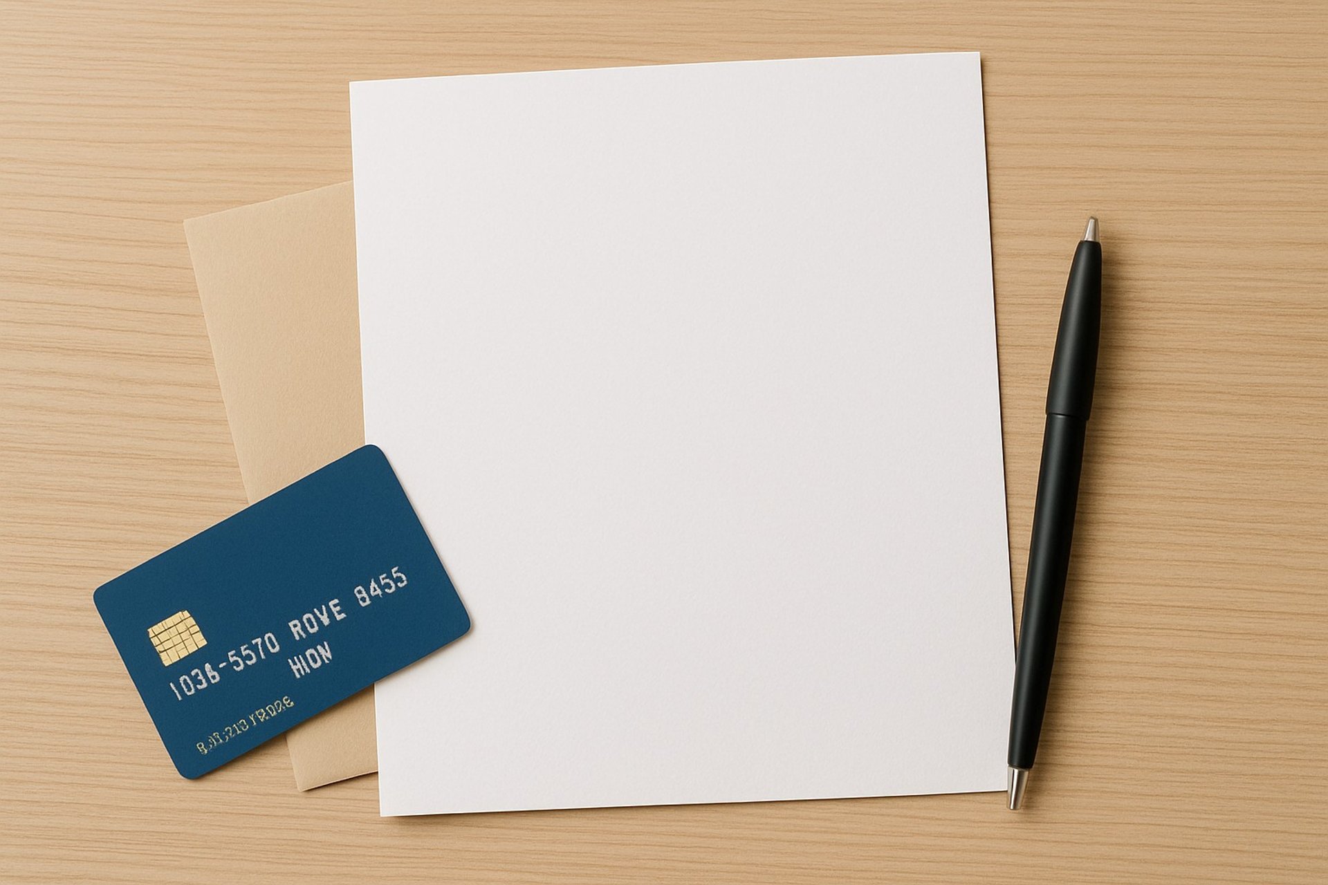 Sheet of paper and credit card on a desk, leading to the next page with English lesson prices