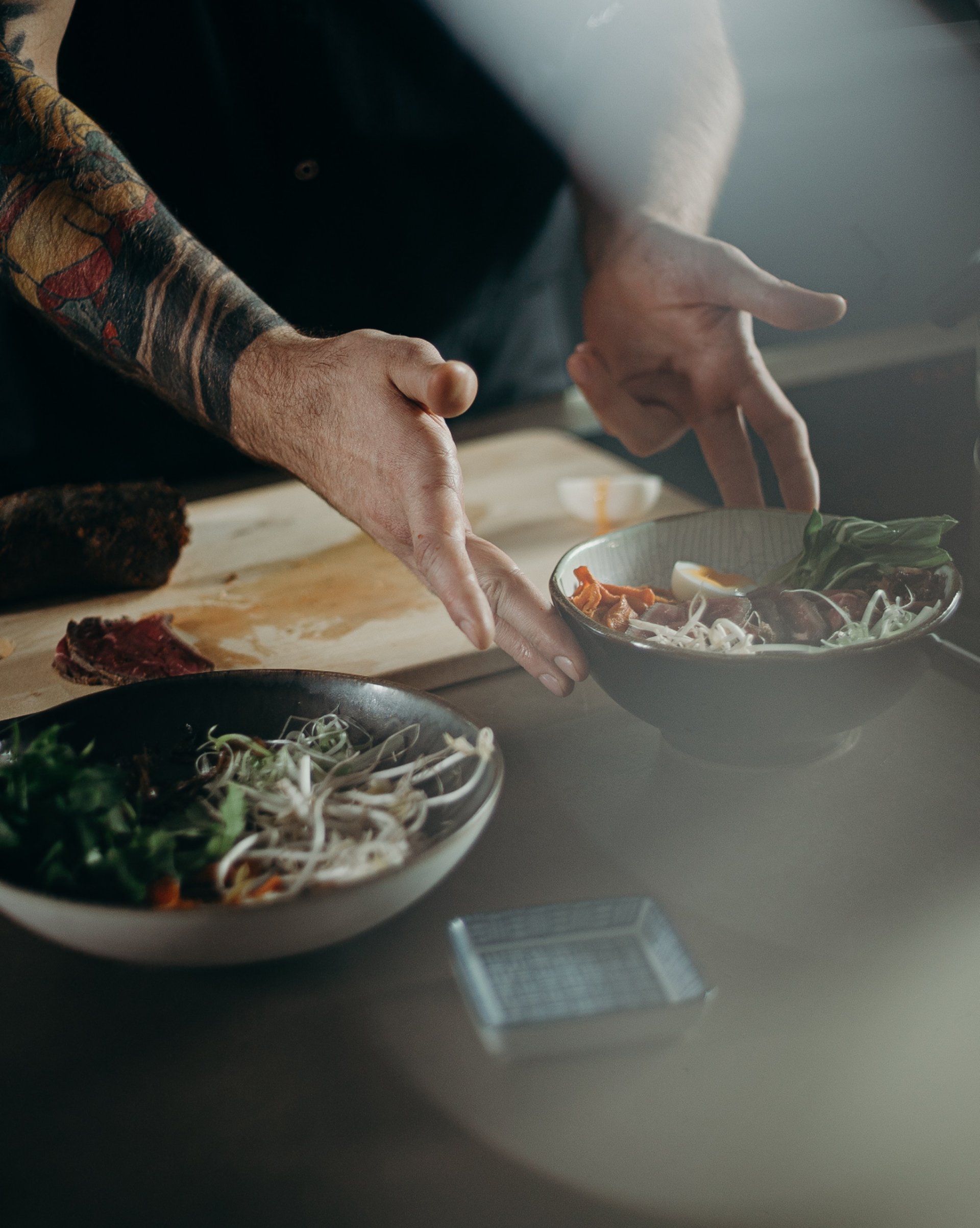 grilled meat and vegetable on the table