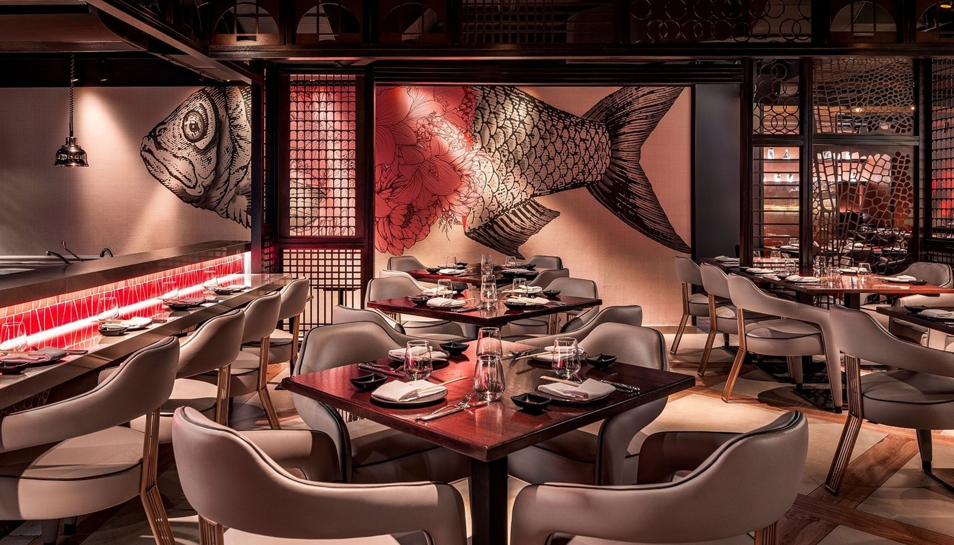 3 orange and white ceramic jars