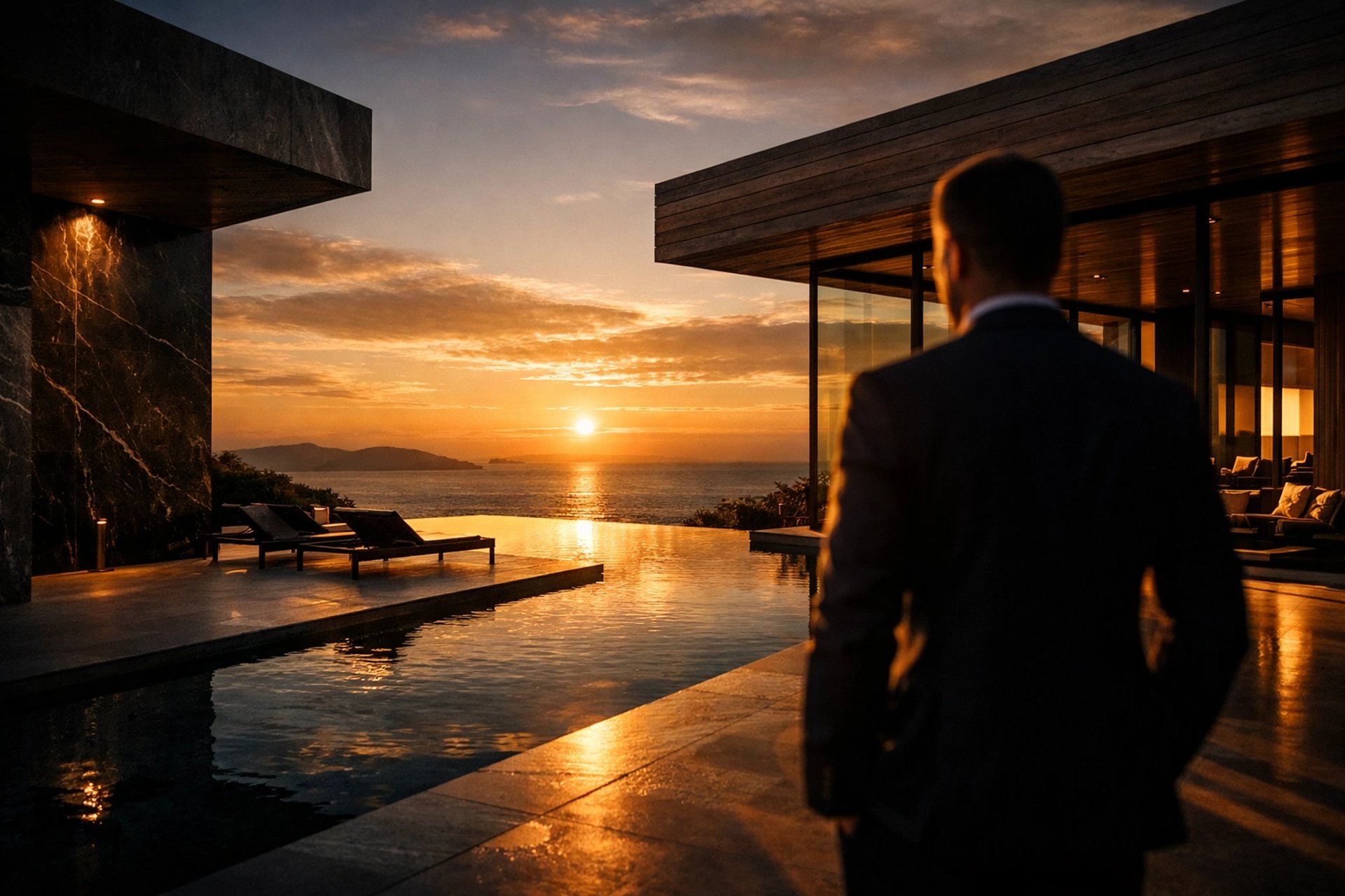 an aerial view of a house with a swimming pool