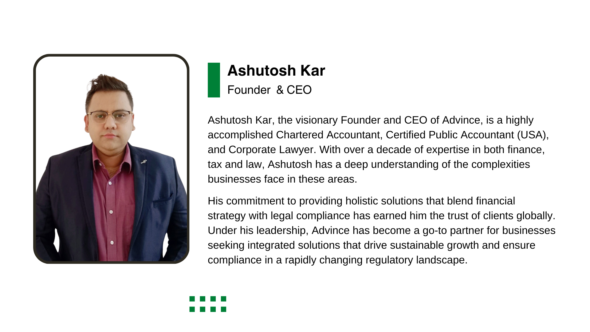 Ashutosh Kar, Founder & CEO Advince